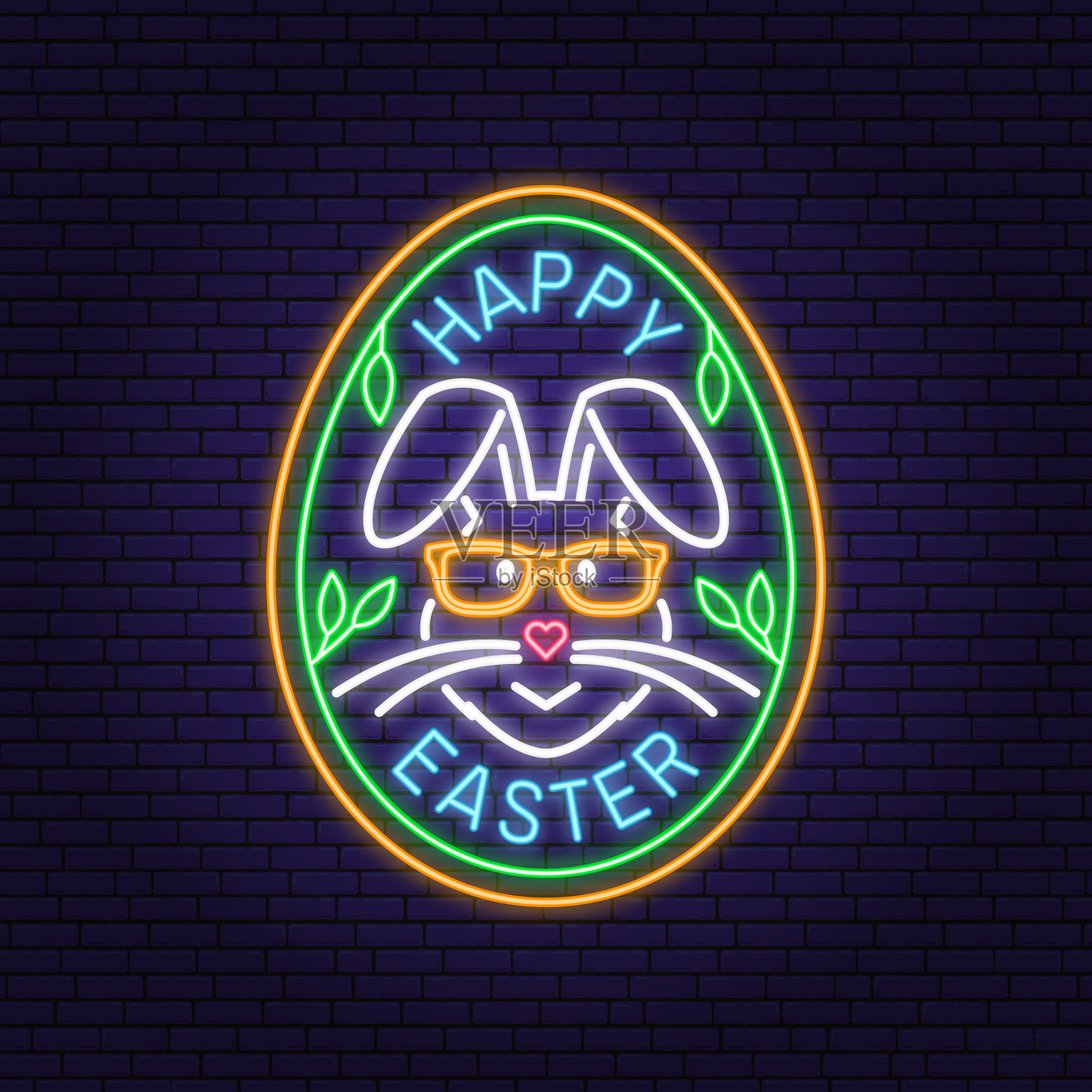 我们祝你复活节非常快乐卡片，徽章，标志，标志。向量。排版设计与复活节兔子和手蛋。现代最小的风格。寻找复活节彩蛋设计模板素材