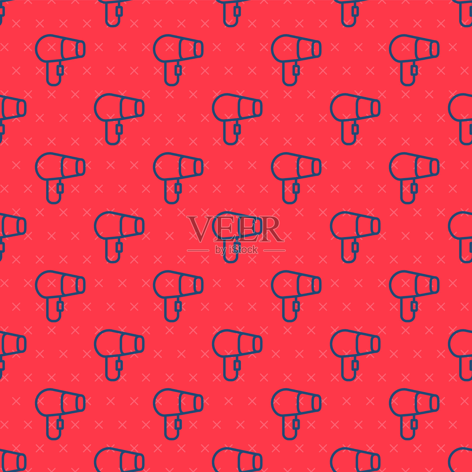 蓝线电吹风图标隔离无缝插画图片素材