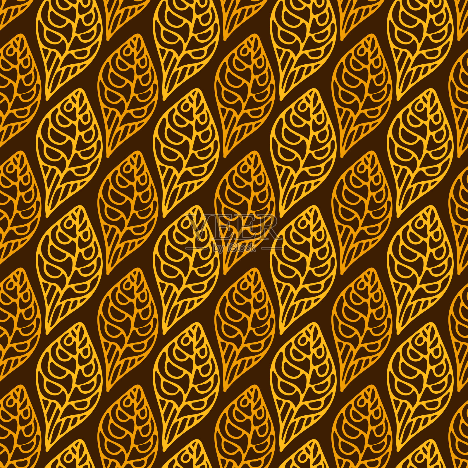 叶子无缝模式。秋天的设计。自然图案用黄叶点缀。插画图片素材