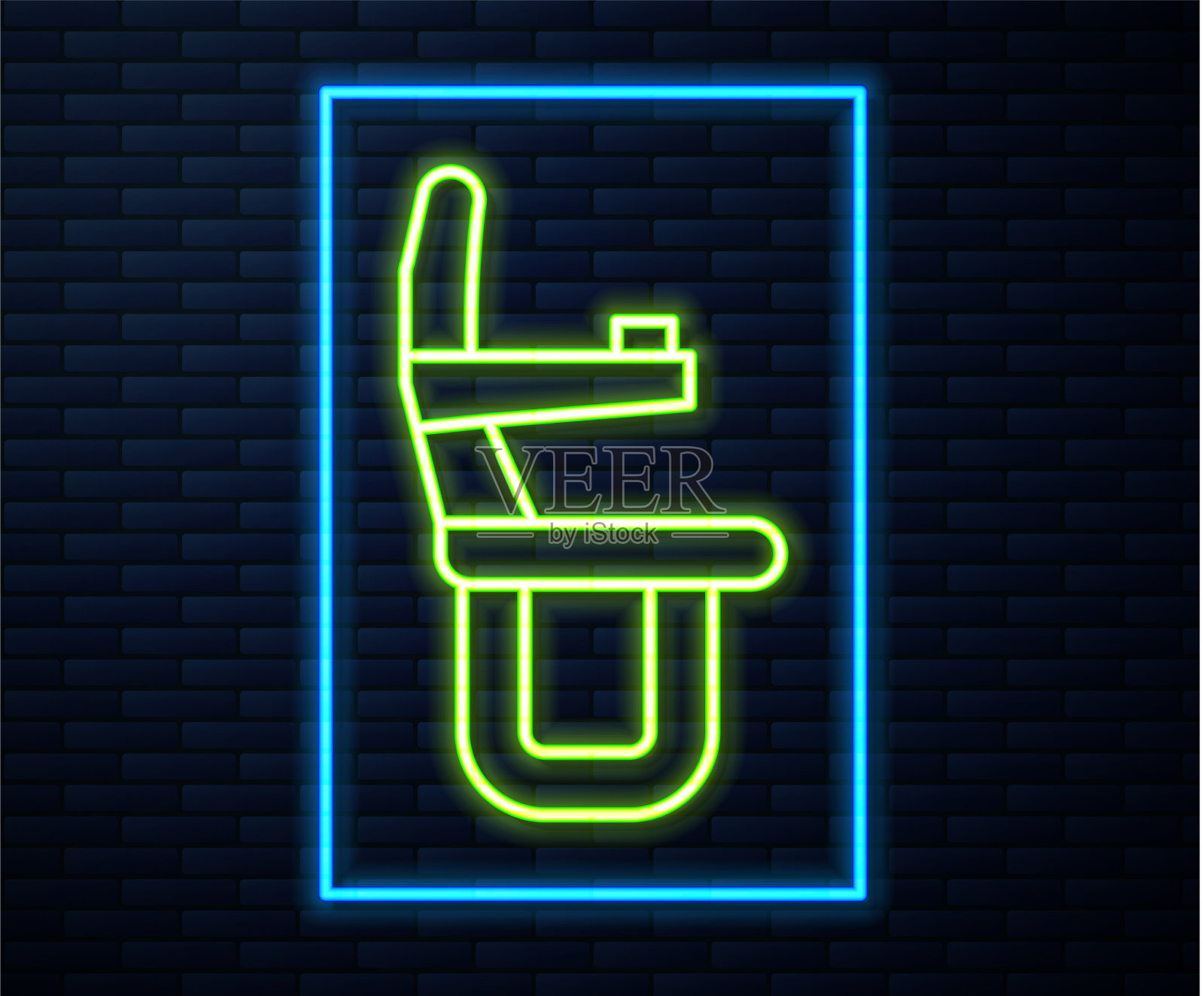 发光的霓虹灯线飞机座位图标隔离插画图片素材