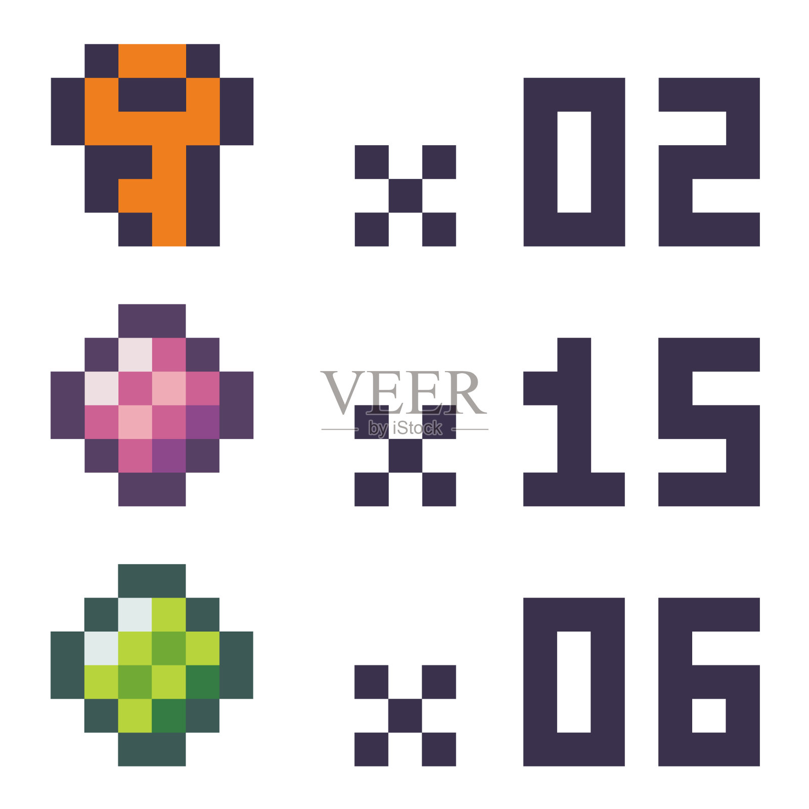 图标和点的像素风格得分键和插画图片素材