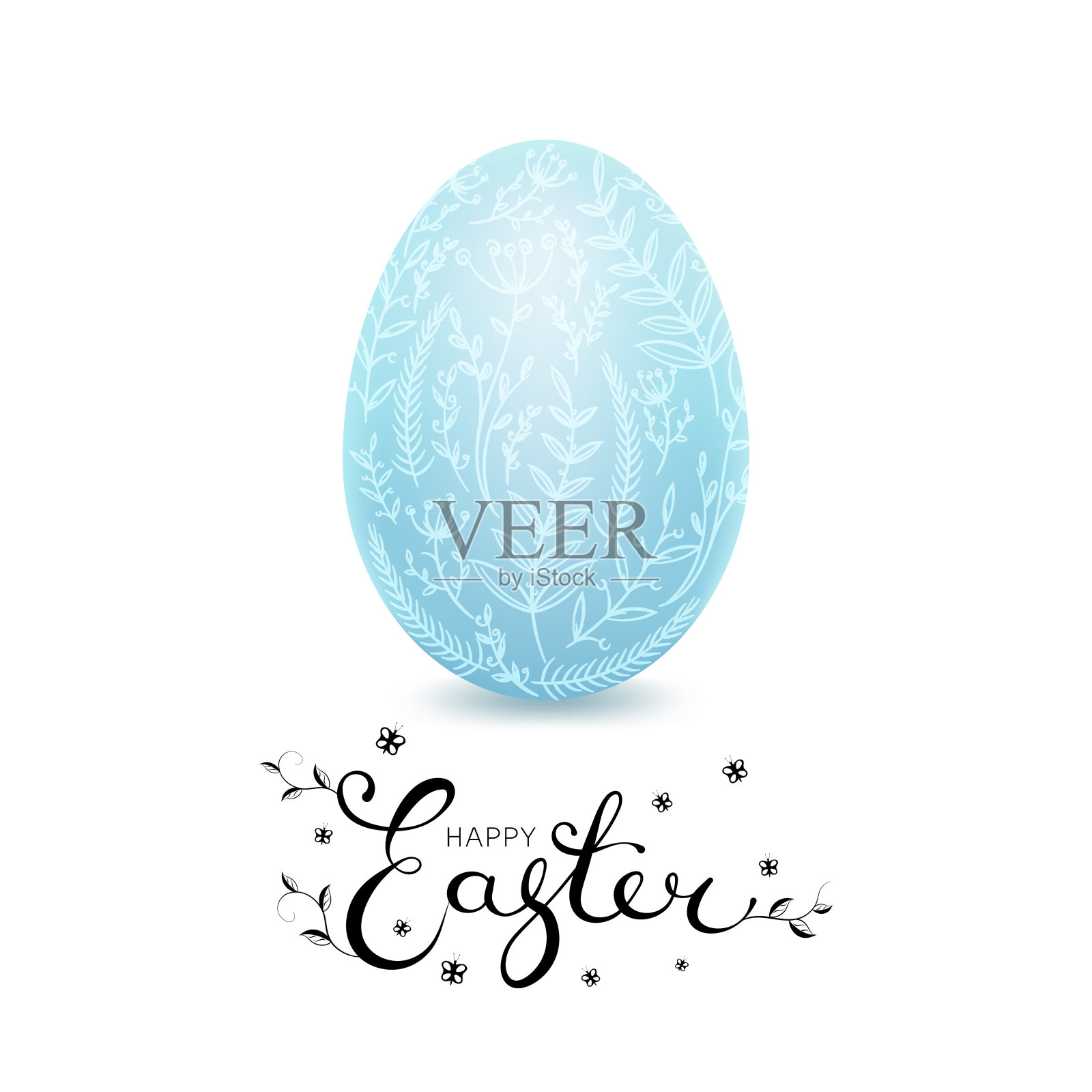 蓝色，复活节，装饰蛋。插画图片素材