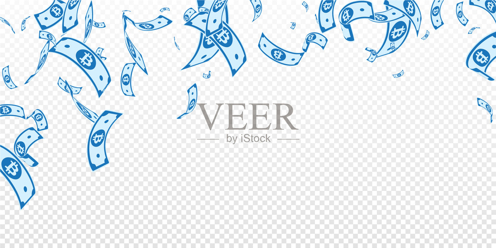 比特币互联网货币纸币随机下跌插画图片素材