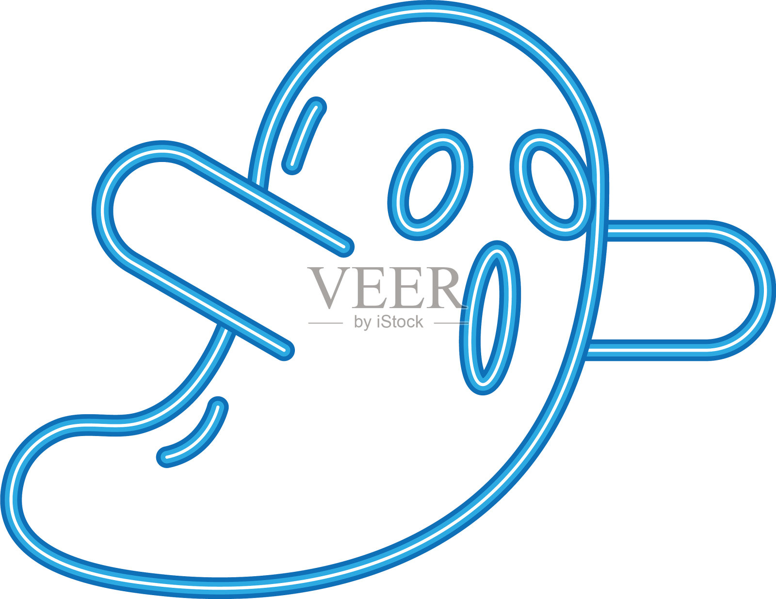 万圣节幽灵漂浮风格霓虹图标插画图片素材