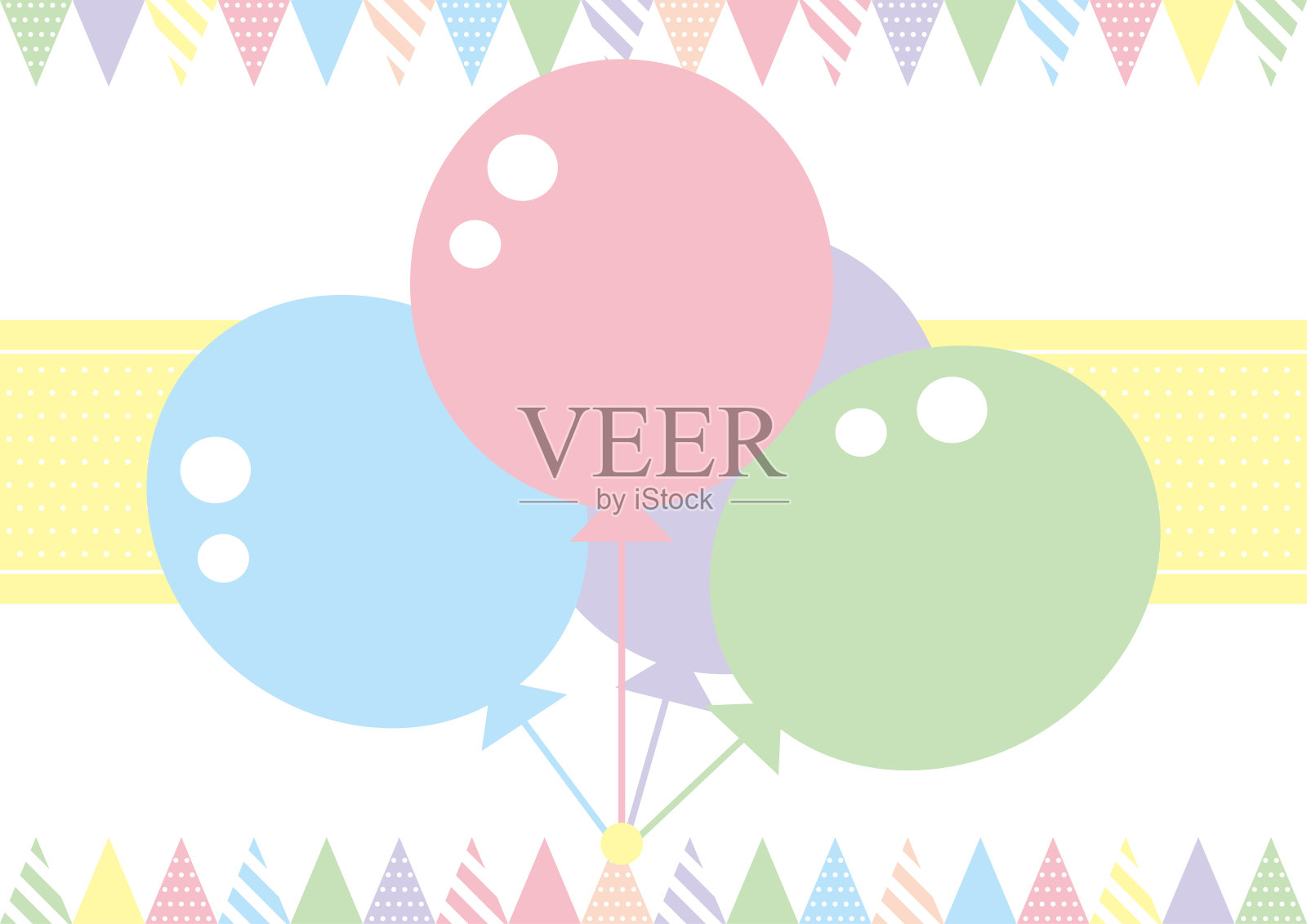 彩色的旗帜、花环和气球设计元素图片