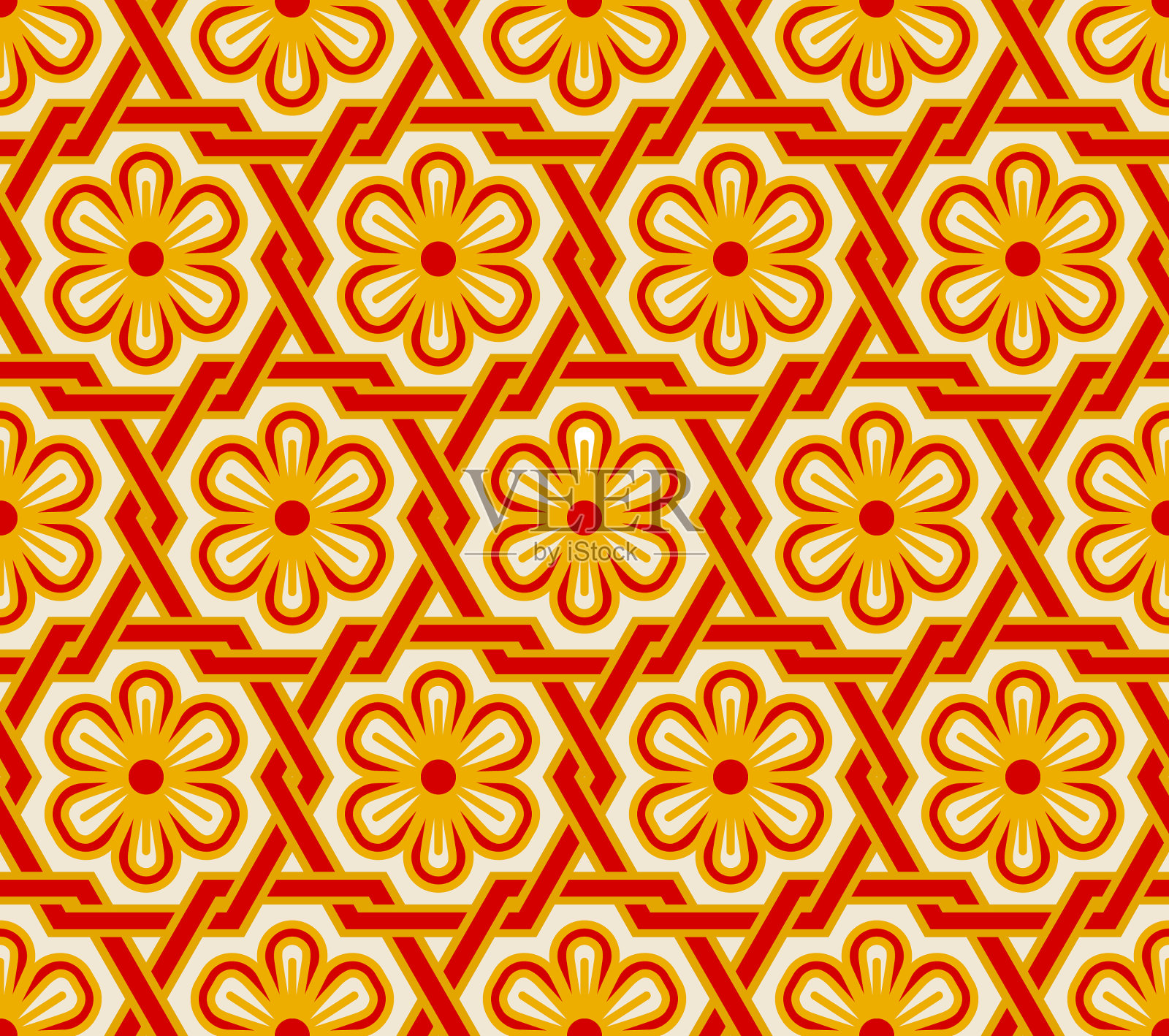 东方花卉复古无缝图案插画图片素材