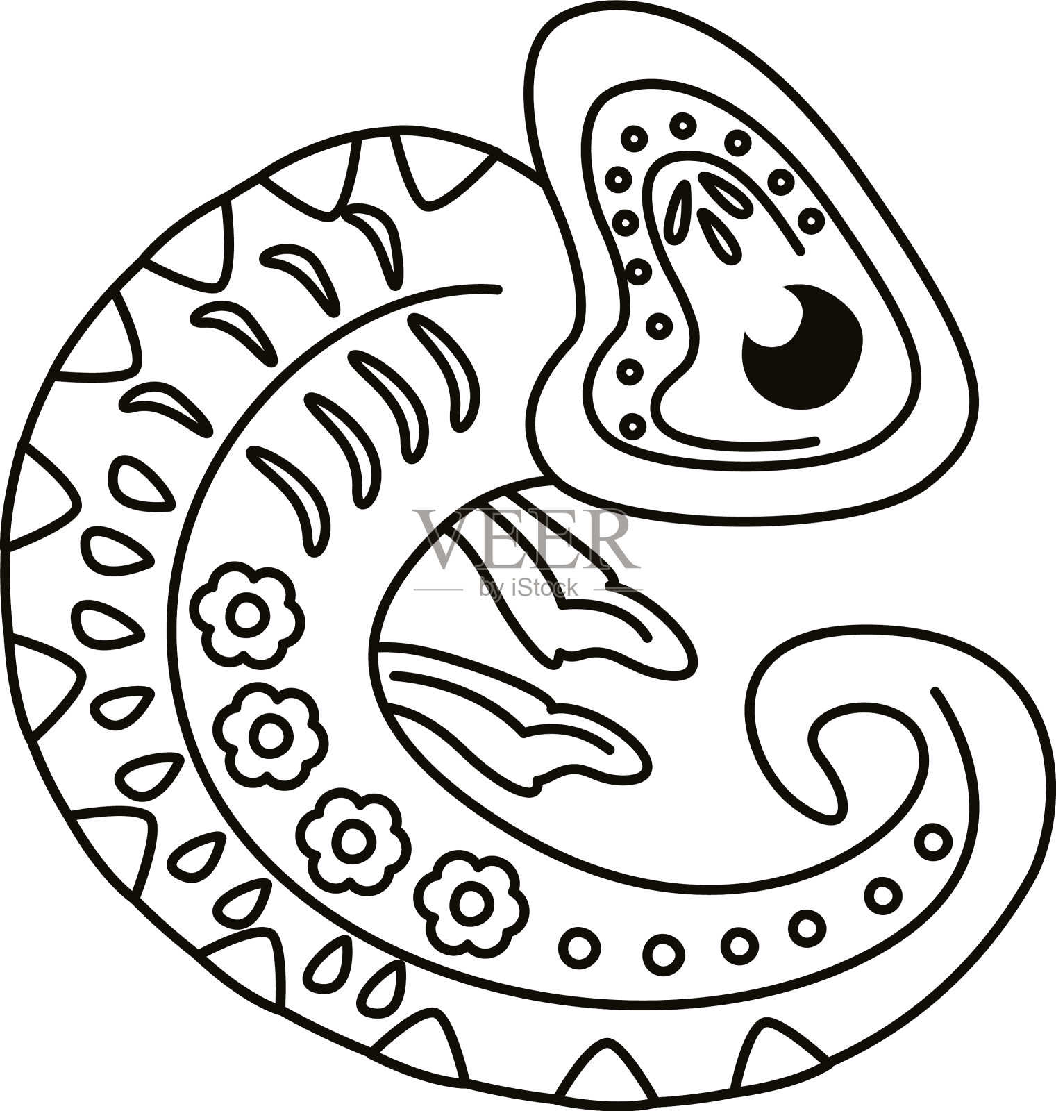 用墨西哥文化变色龙装饰线条插画图片素材