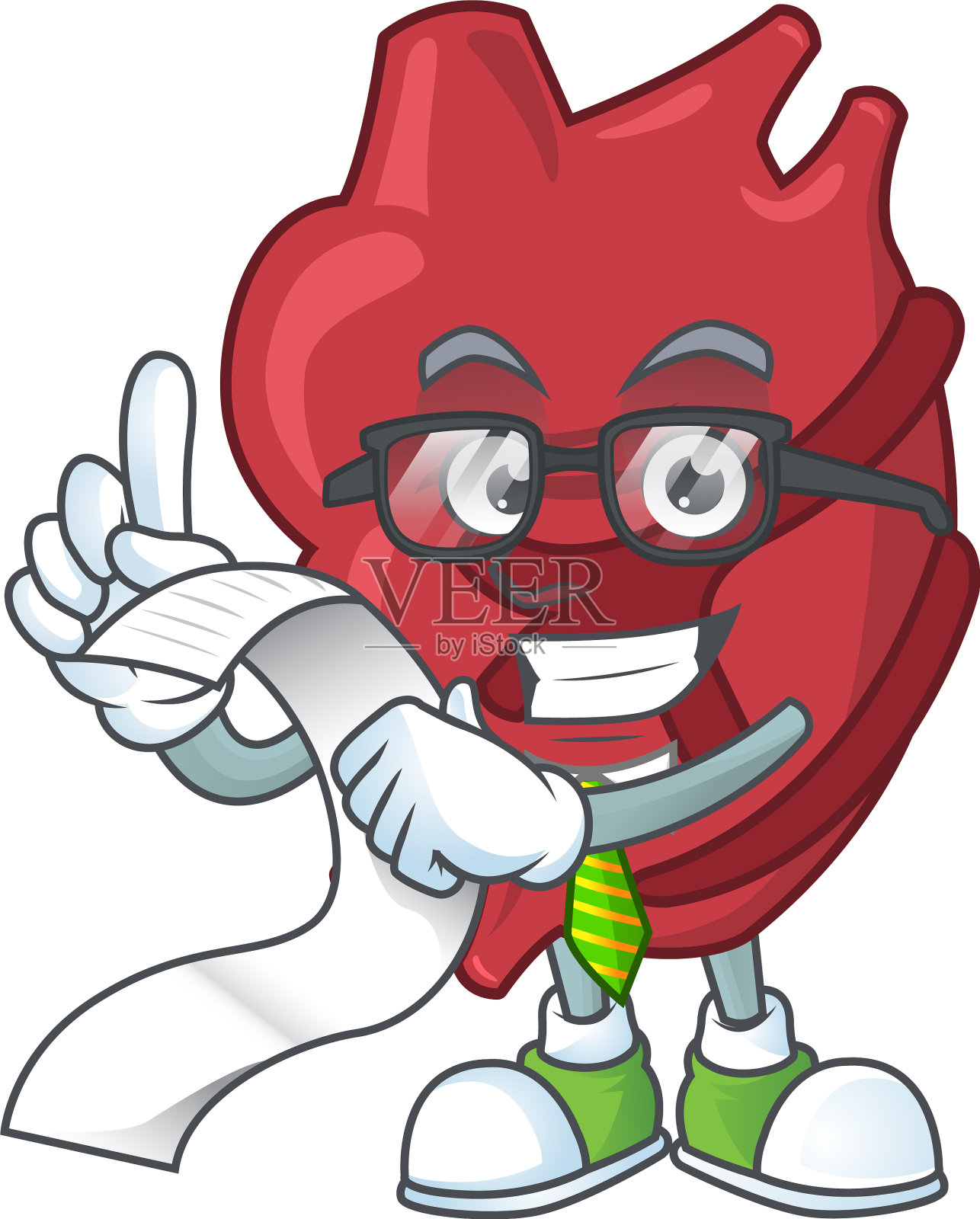 吉祥物卡通概念心与菜单列表设计元素图片