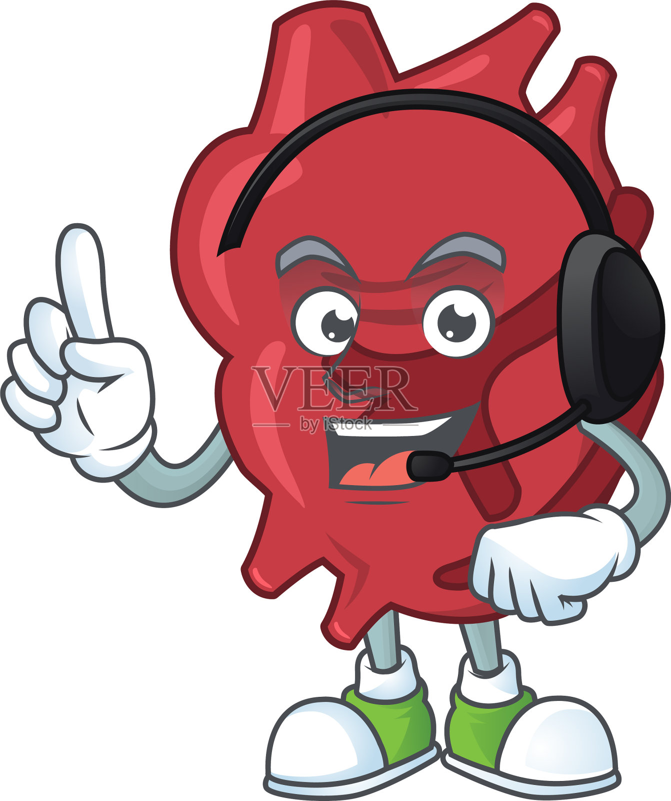 心卡通人物对着耳机说话设计元素图片