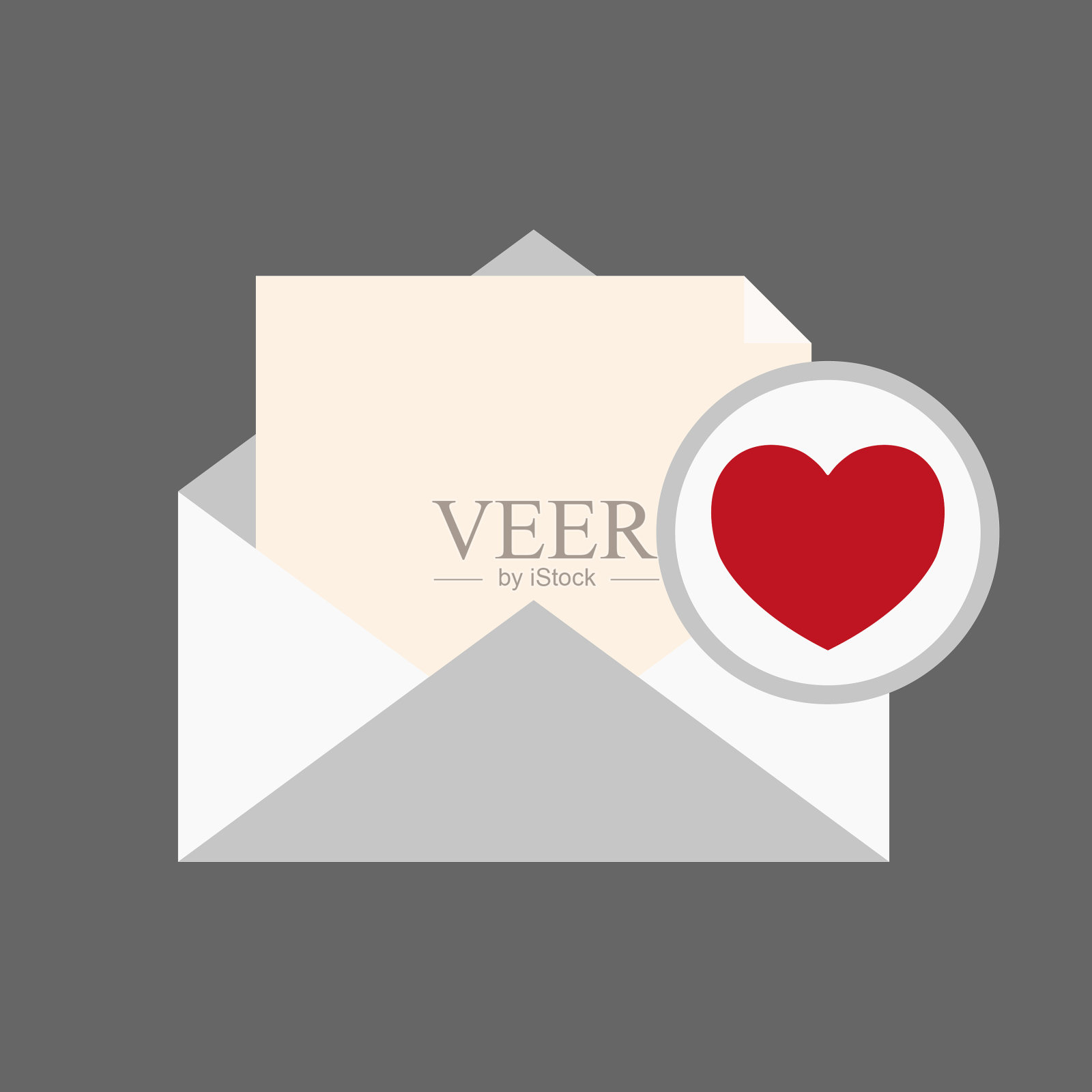 邮件信封和心形通知图标插画图片素材