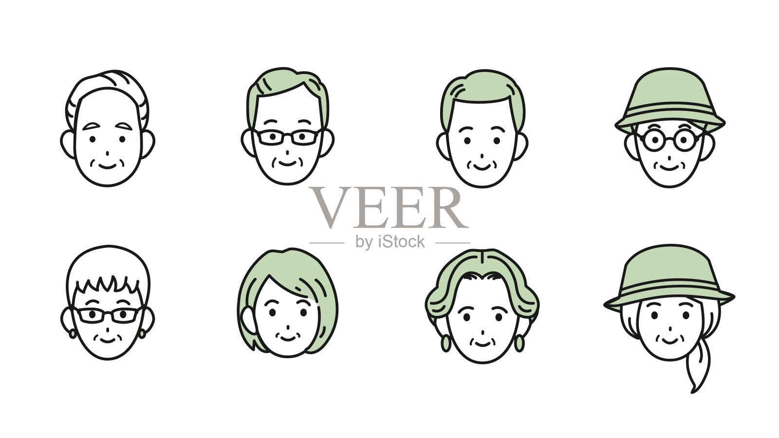 老人脸设置插图插画图片素材