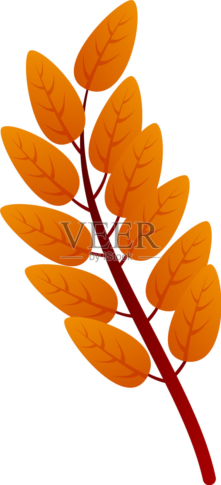 灰树秋叶图标卡通风格设计元素图片