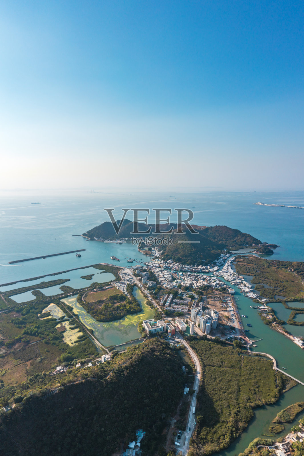 鸟瞰图大澳，香港著名的旅游目的地，白天，户外照片摄影图片