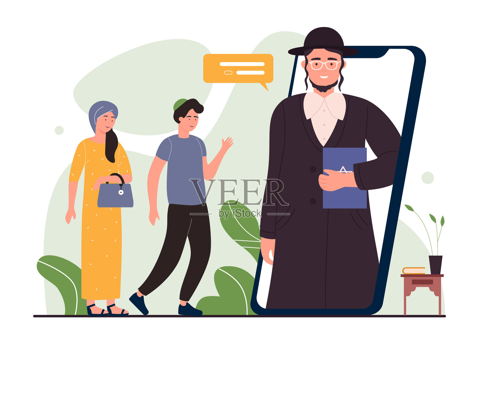 网上犹太教堂卡通人物设计元素图片