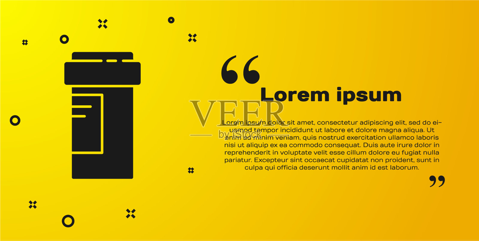 黑色药瓶图标孤立在黄色上插画图片素材