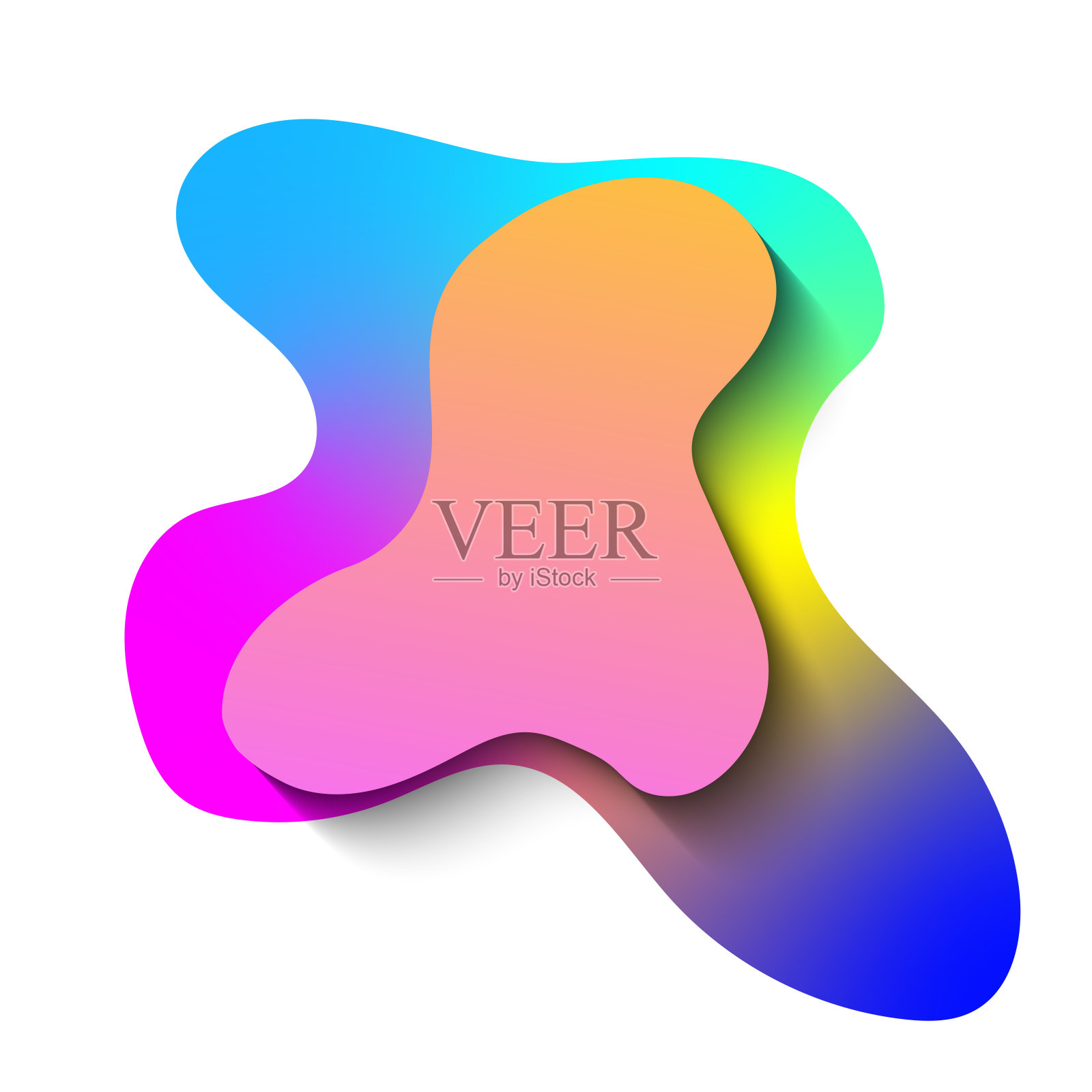 现代风格的极简阿米巴旗帜设计。创意丰富多彩的背景。插画图片素材