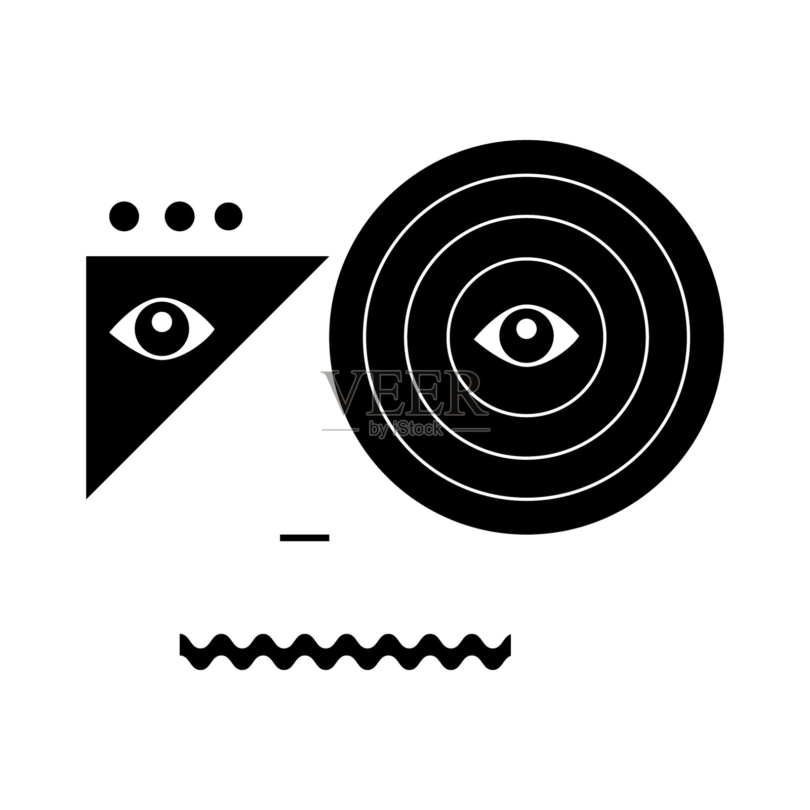 拟人化程式化抽象滑稽的脸插画图片素材