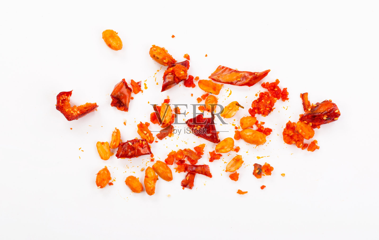 红辣椒和花生的混合物照片摄影图片