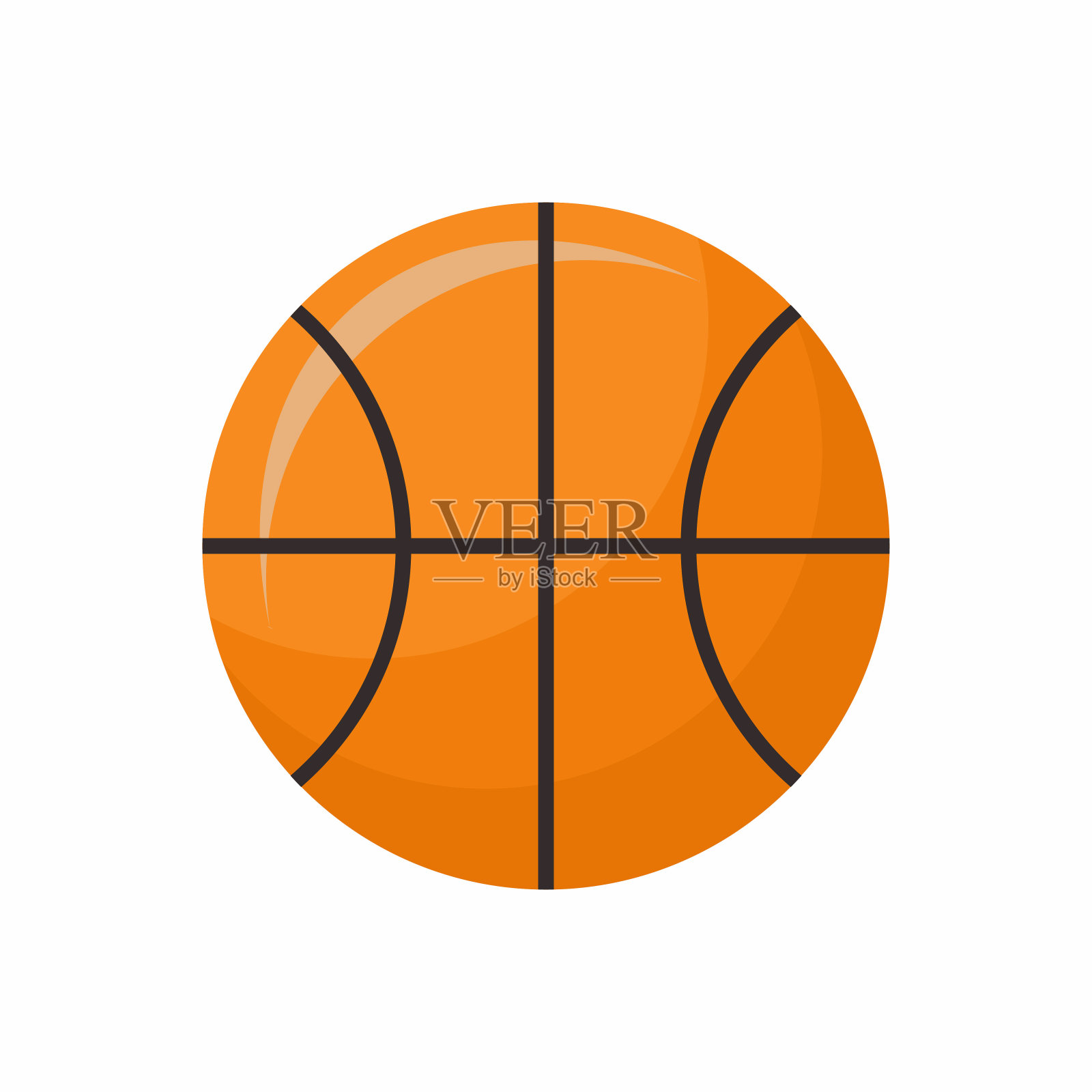 篮球极简的平面图标设计孤立的白色背景。橙色的运动球。体育新闻或团队的现代标志。矢量彩色图形插图插画图片素材