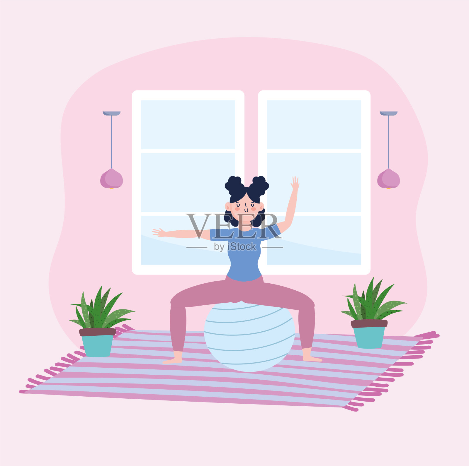 女孩冥想瑜伽插画图片素材