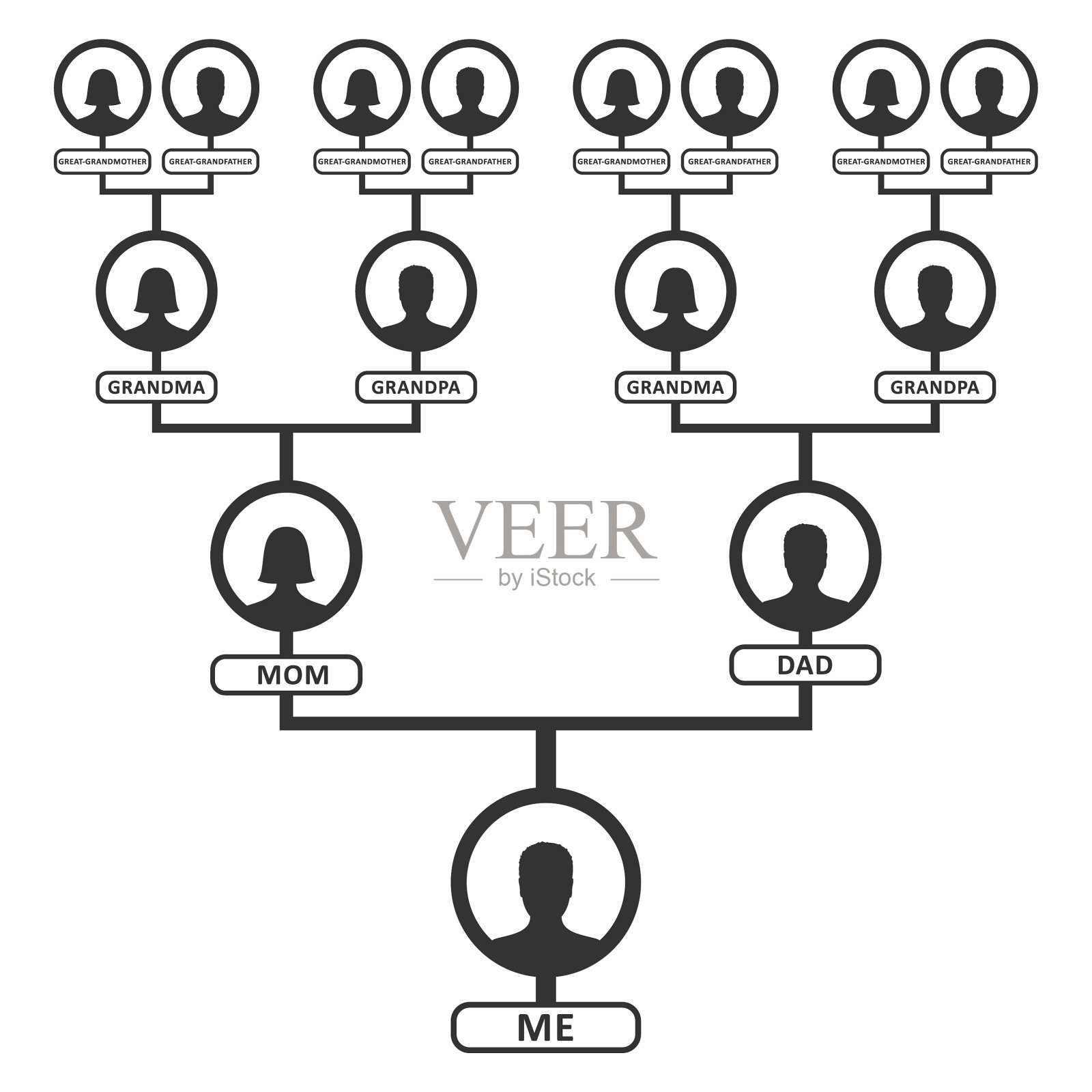 家谱系谱或祖先表模板设计元素图片