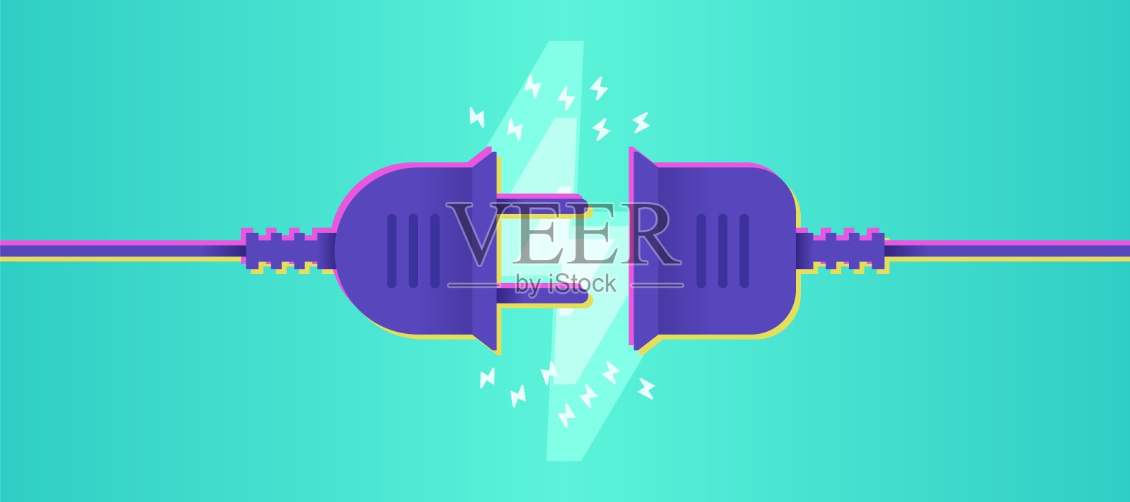 插座和插头。连接错误，电缆断开，网络电源线，供电电路故障插画图片素材