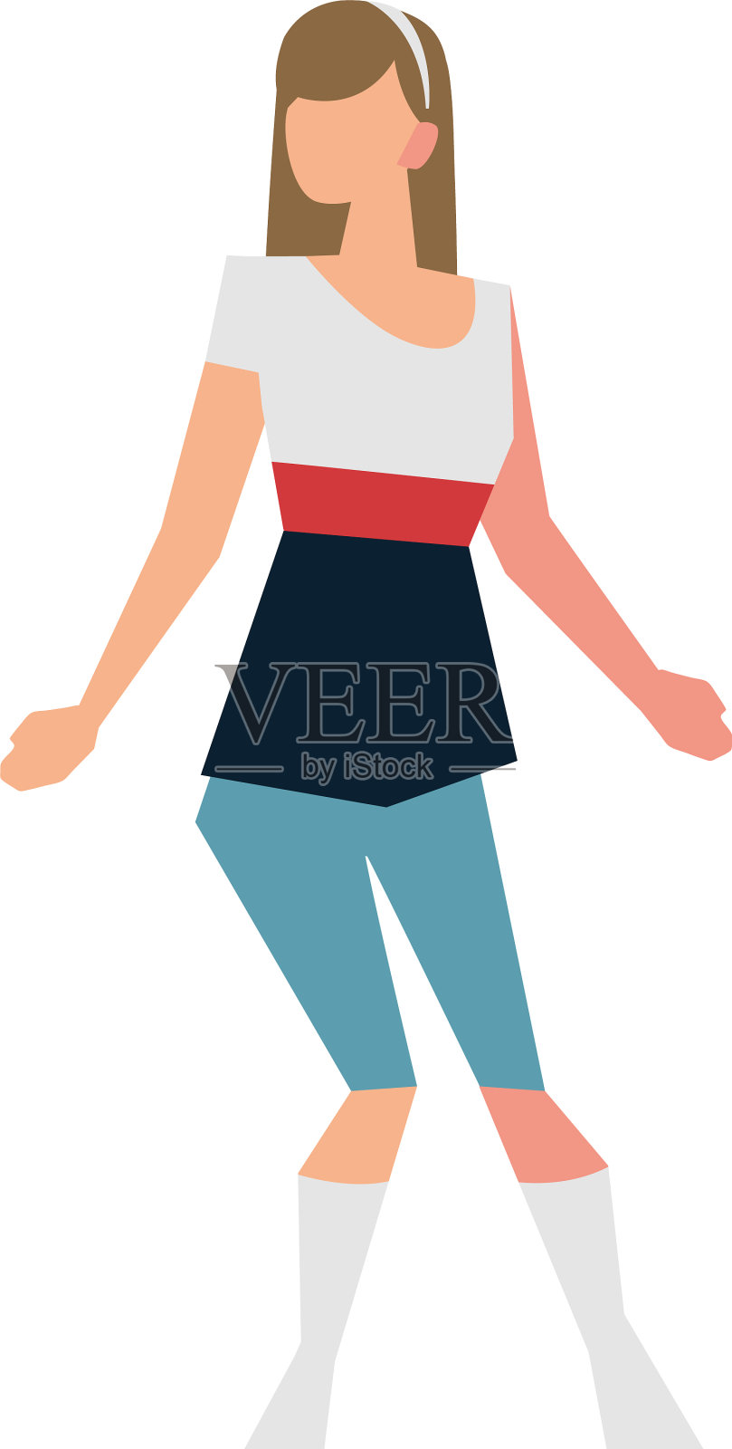 年轻女子站在孤立的角色摆姿势设计元素图片