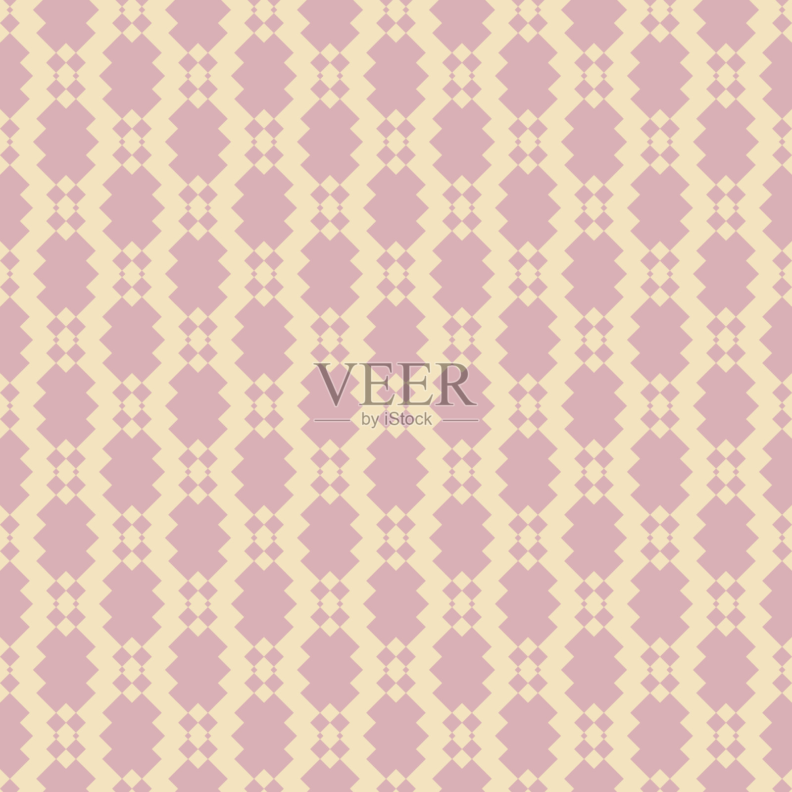 矢量无缝模式与菱形网格，格子，菱形。粉色和黄色插画图片素材