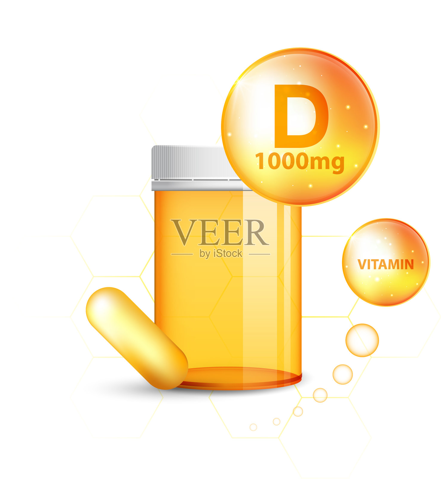 化学配方的维生素d黄金药丸设计元素图片