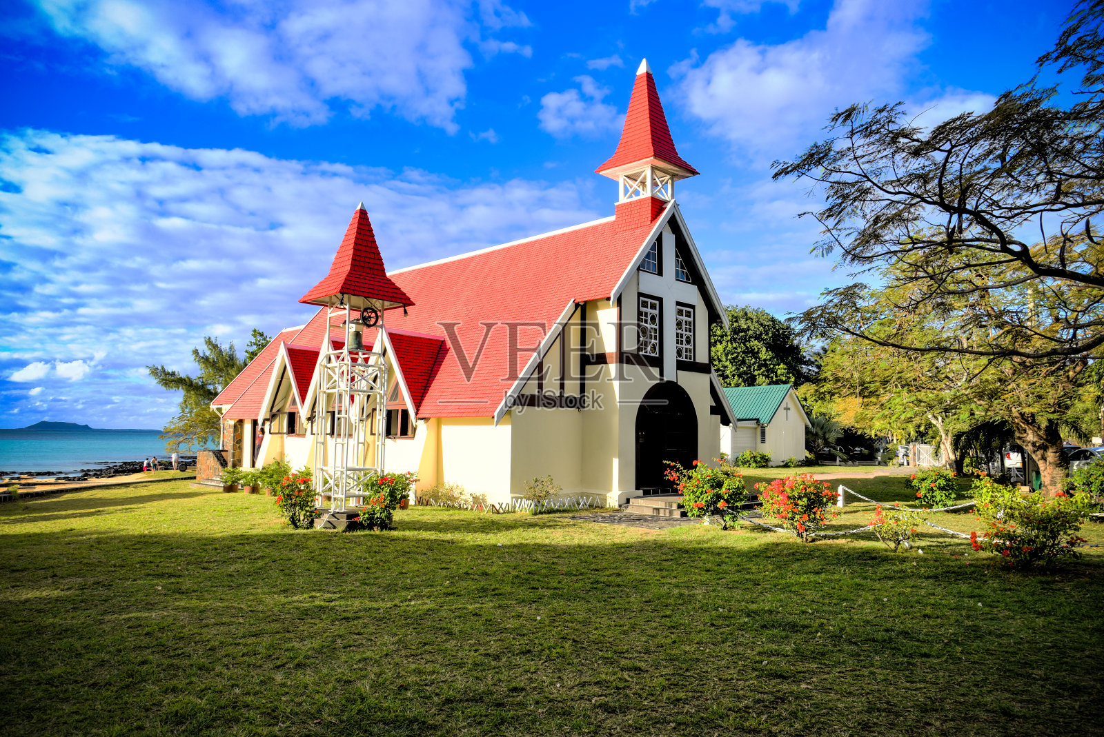 毛里求斯岛上的红教堂照片摄影图片