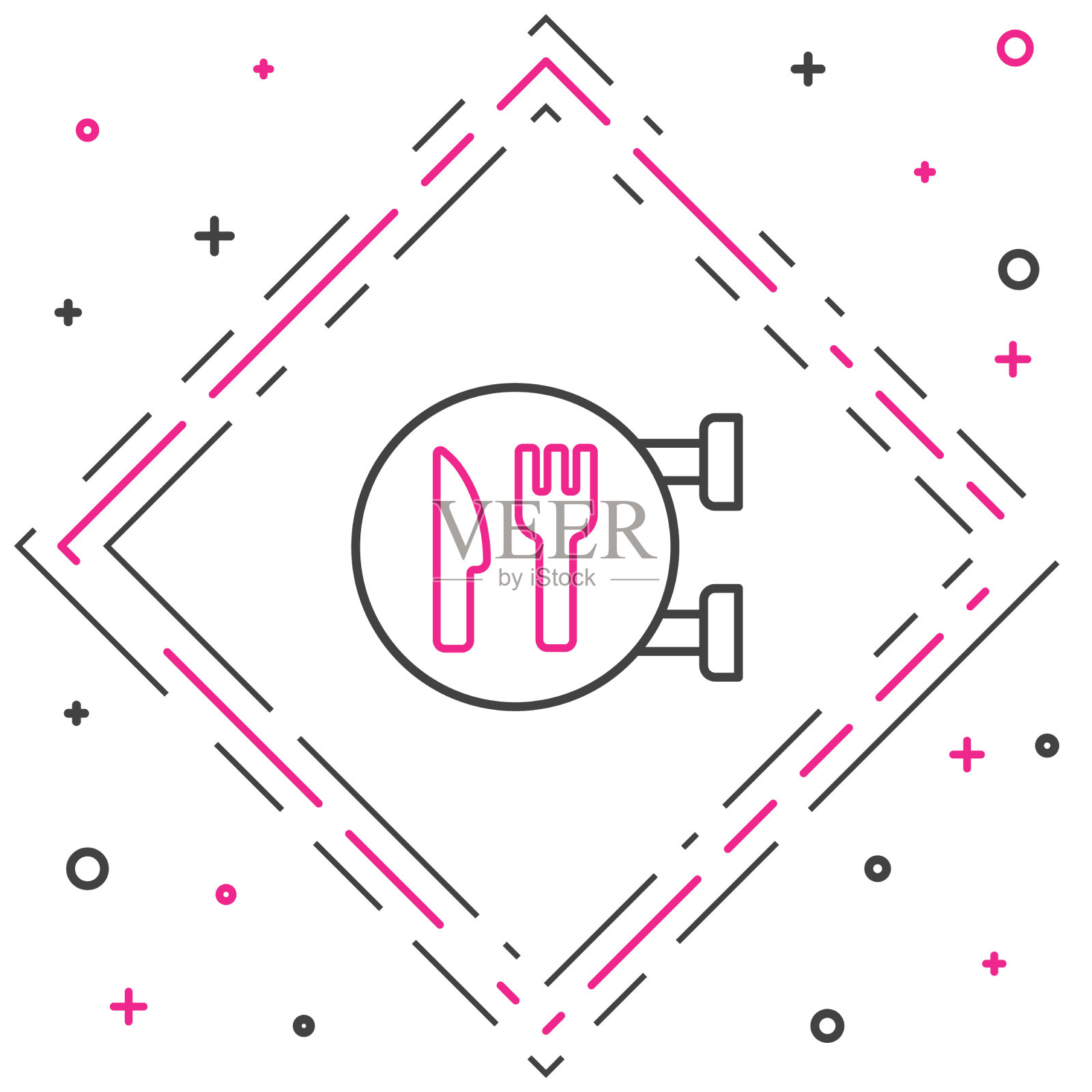 线咖啡店和餐厅位置图标孤立上图标素材