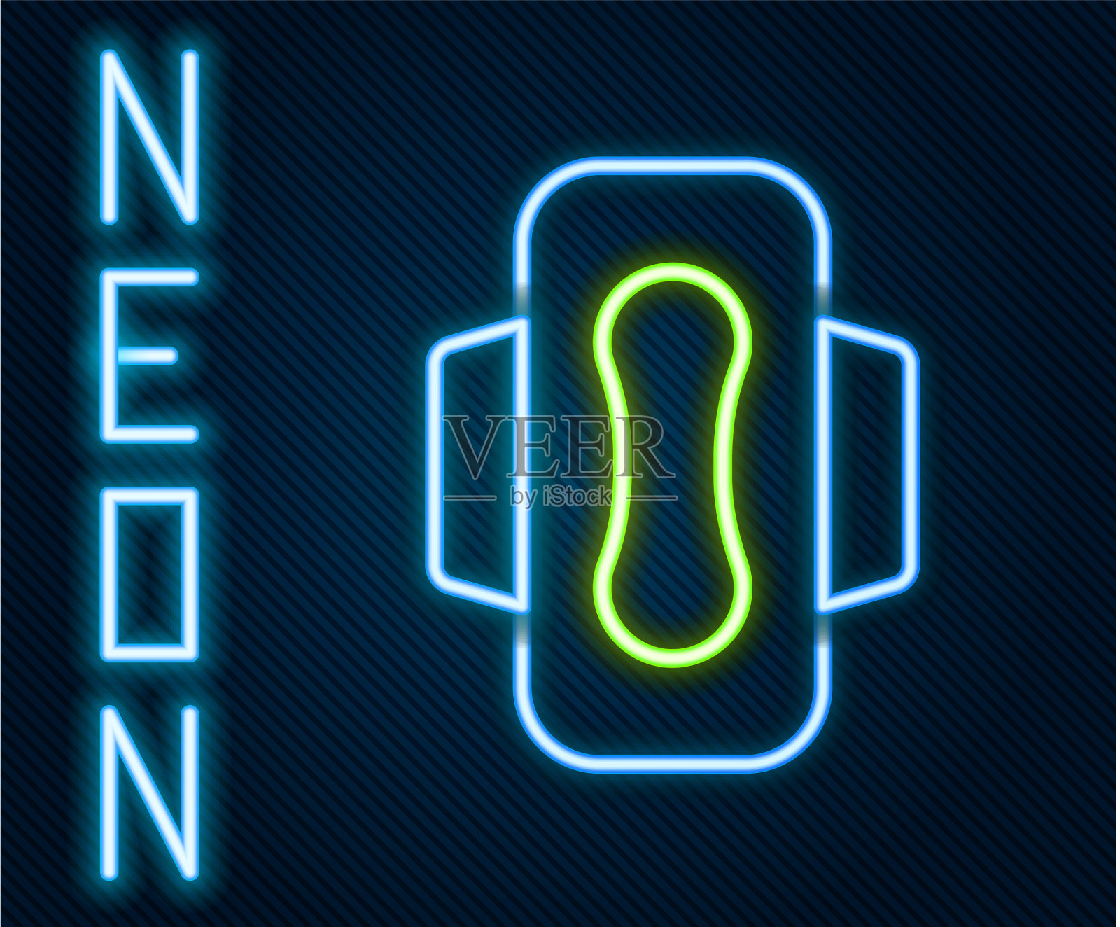 发光的霓虹线经期卫生巾插画图片素材