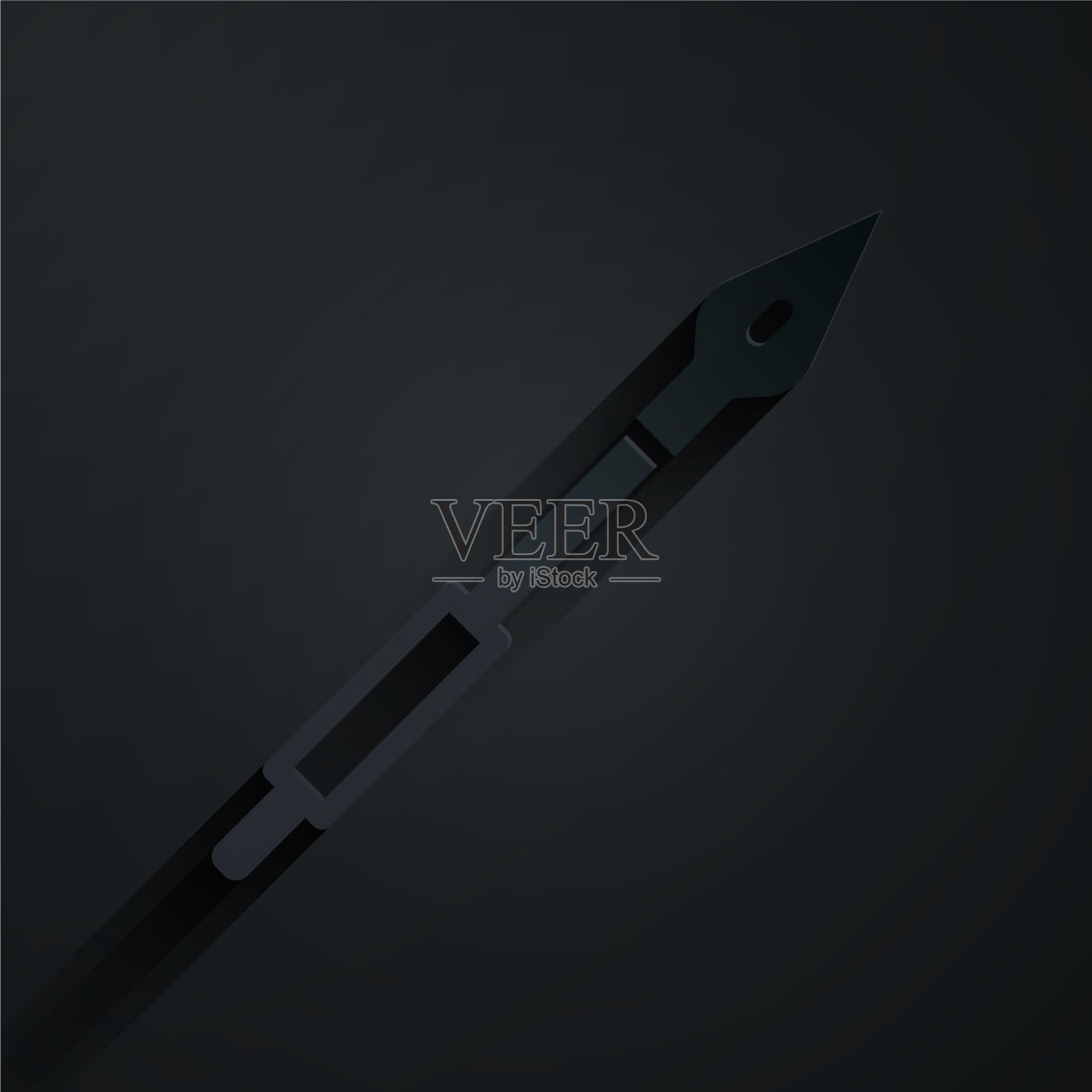 剪纸中世纪长矛图标孤立在黑色插画图片素材