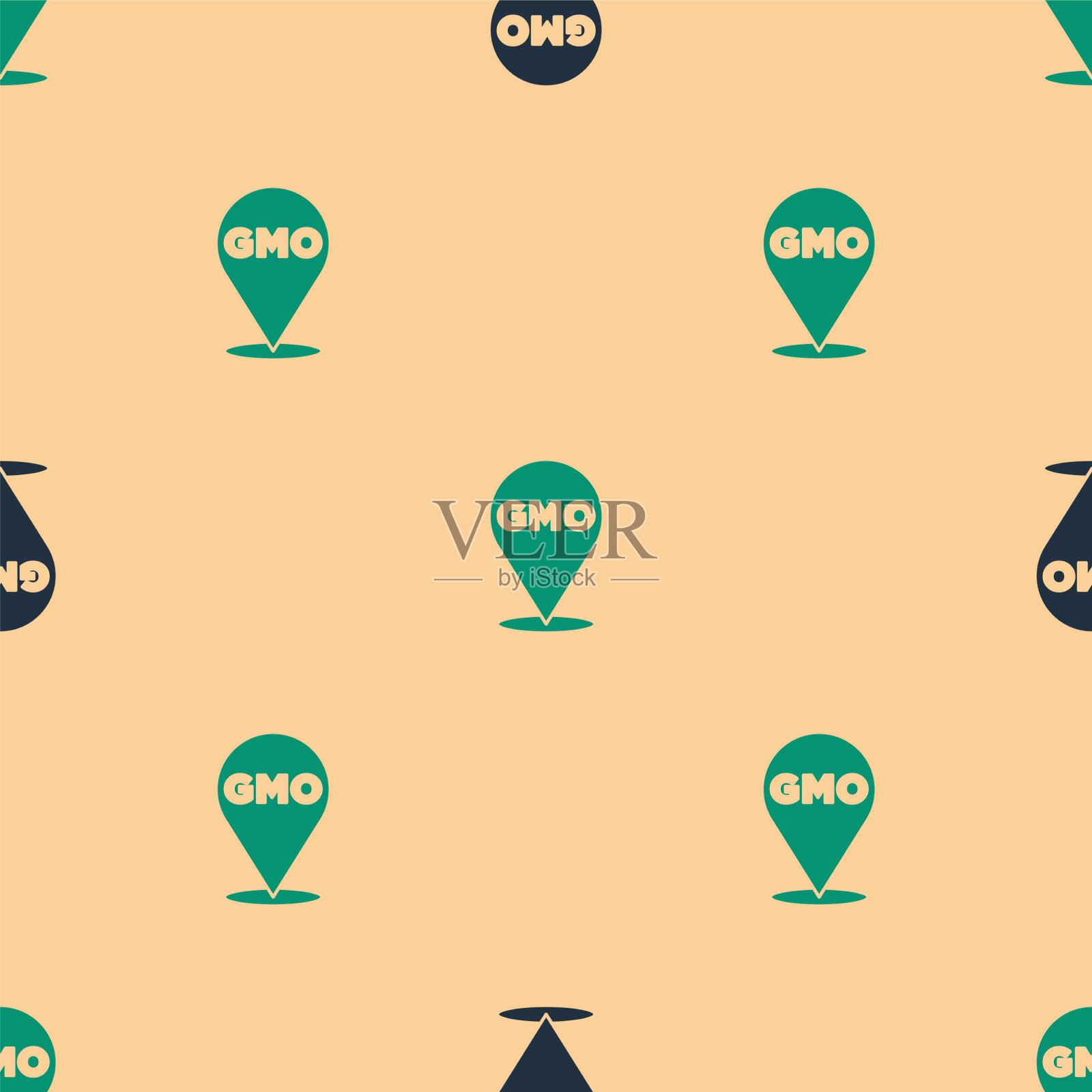 绿色和黑色的转基因图标隔离无缝模式插画图片素材