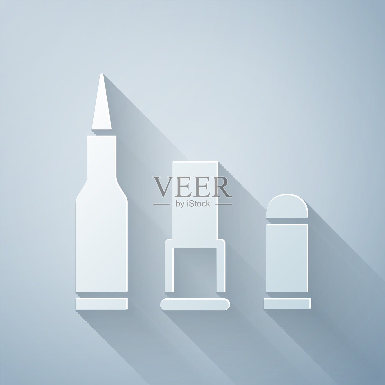 剪纸子弹图标孤立在灰色背景插画图片素材