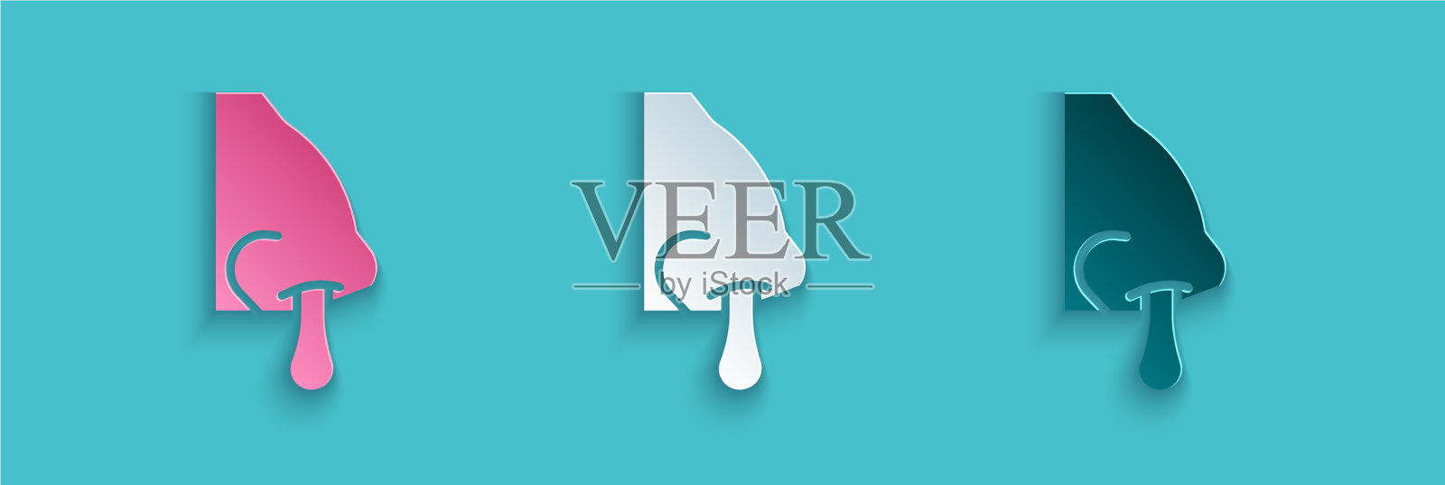 剪纸流鼻涕图标孤立在蓝色插画图片素材