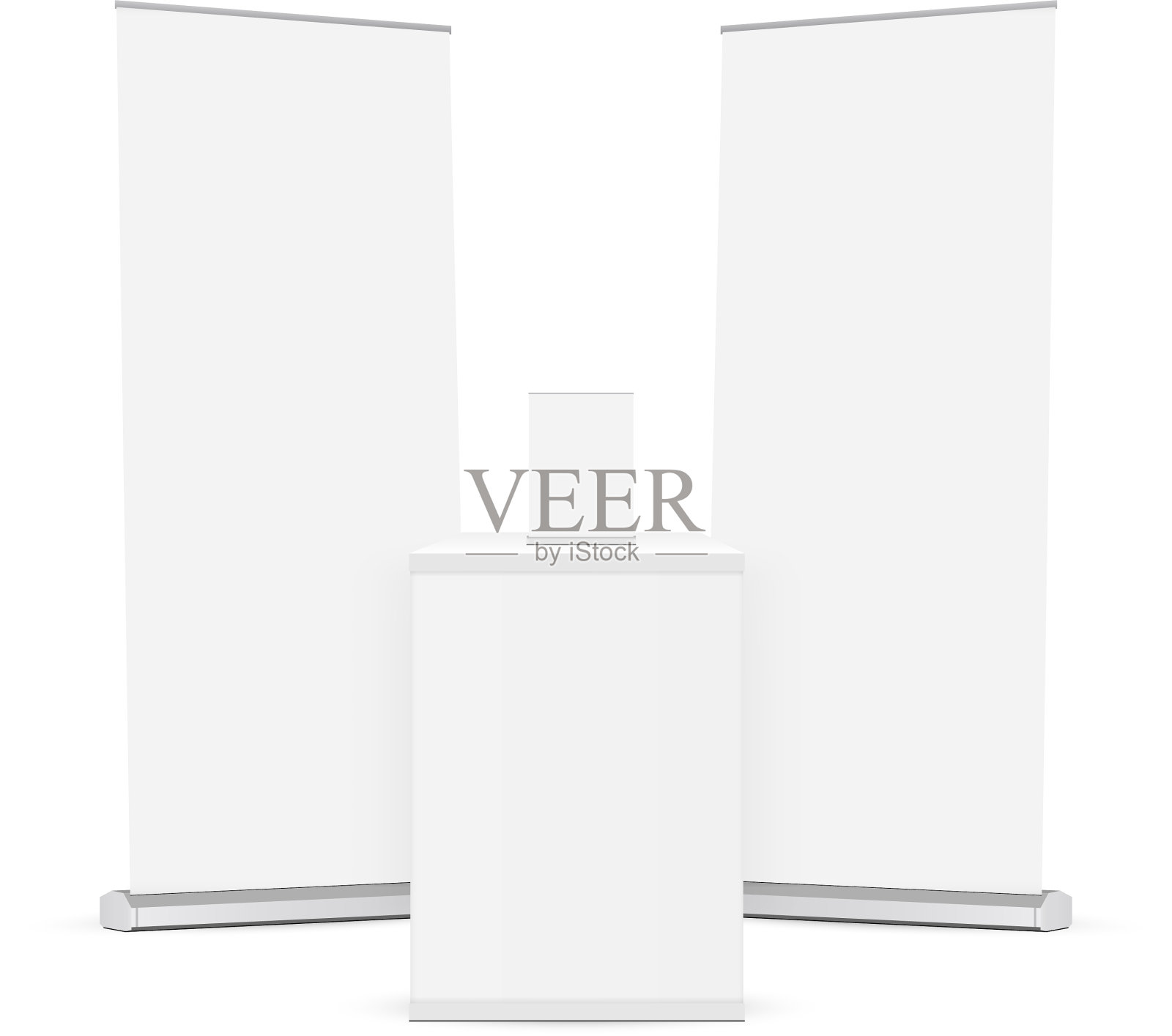 将条幅和演示台卷起来设计元素图片