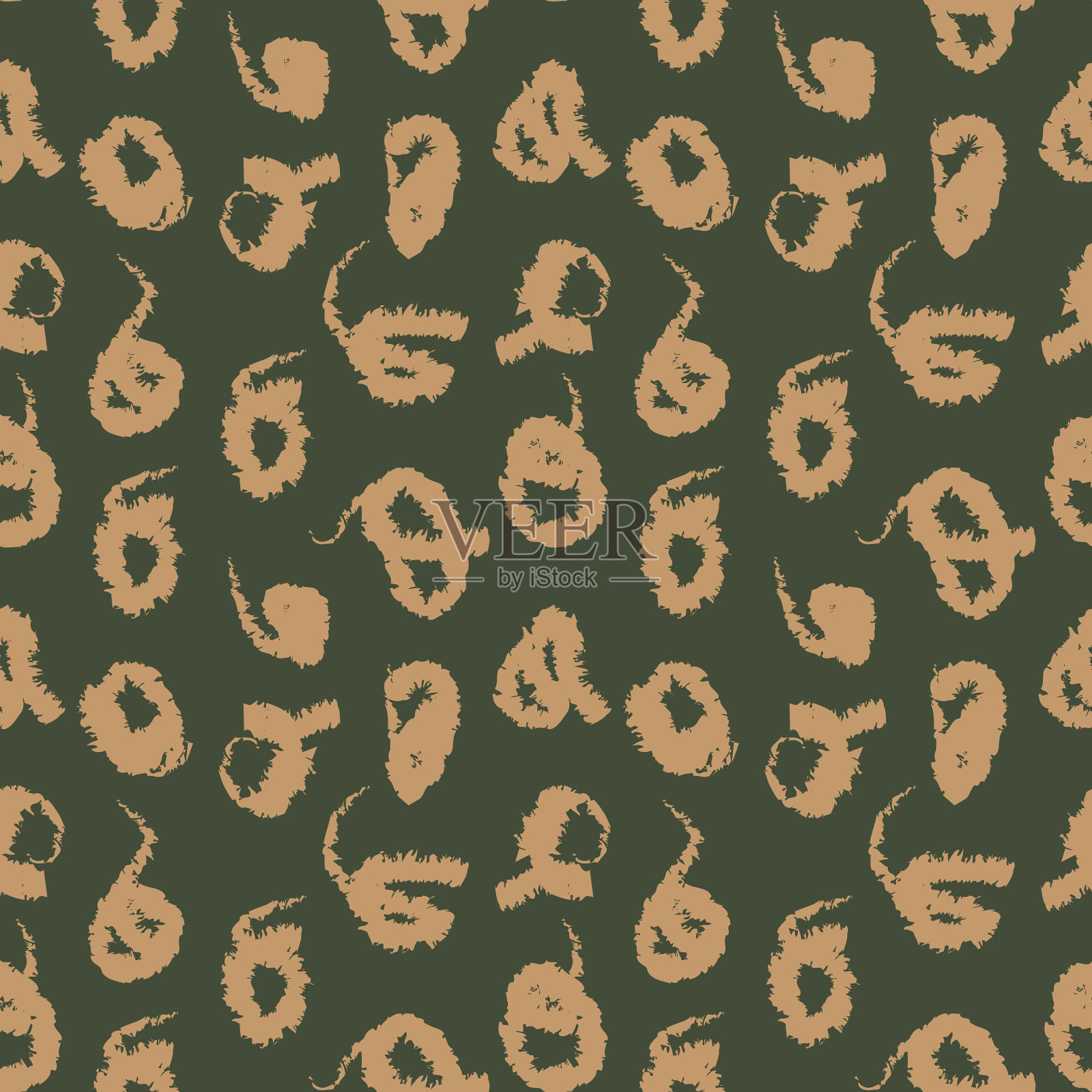 绿色笔触毛无缝图案插画图片素材