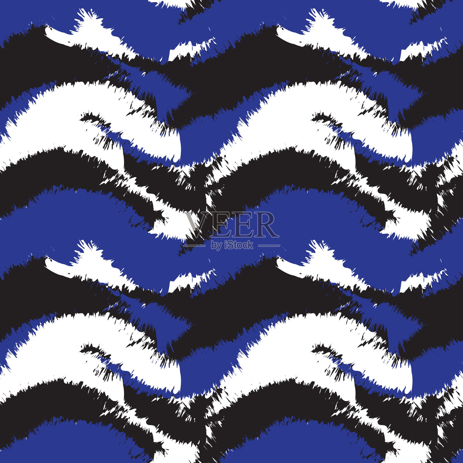 蓝色笔刷描毛无缝图案插画图片素材