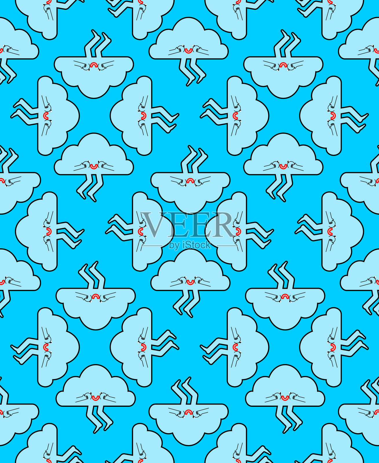 可爱的云图案无缝卡通云插画图片素材