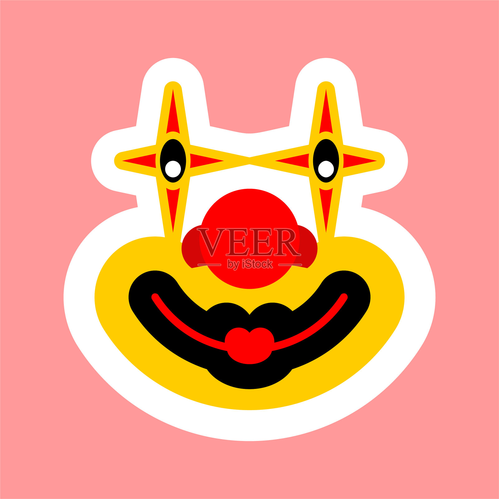 小丑化妆脸孤立滑稽面具插画图片素材