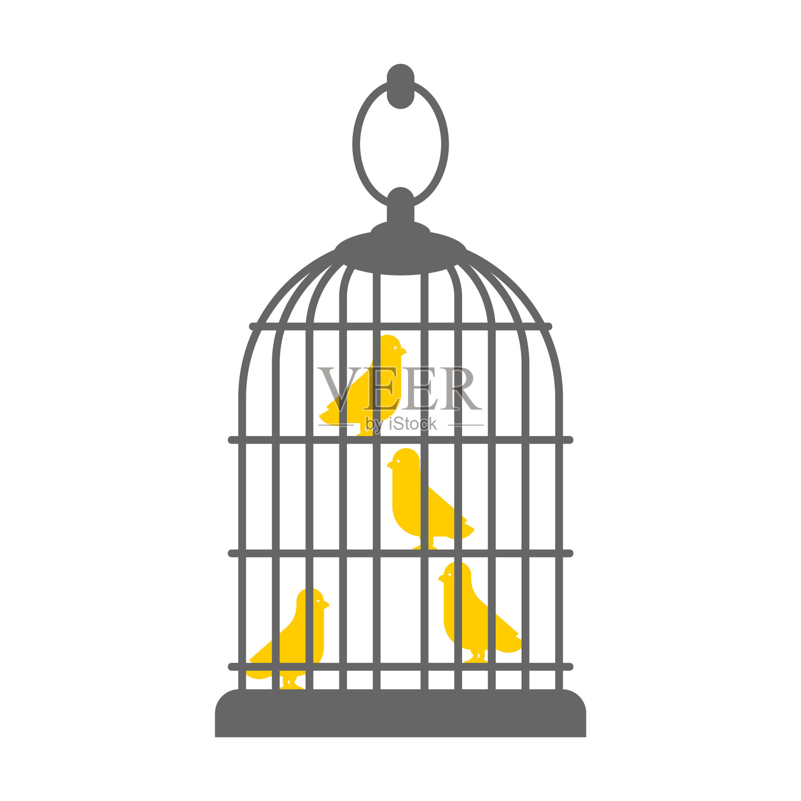 鸟在笼中孤立象征束缚设计元素图片