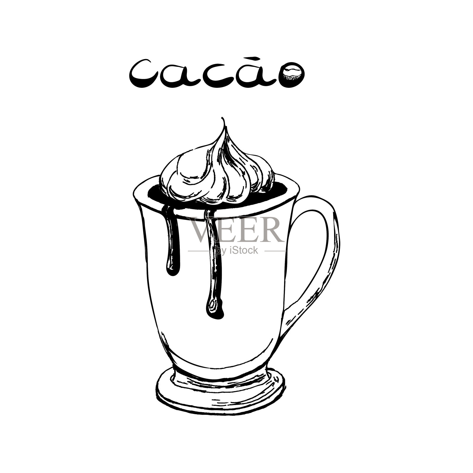 一个玻璃可可黑白图像在设计元素图片