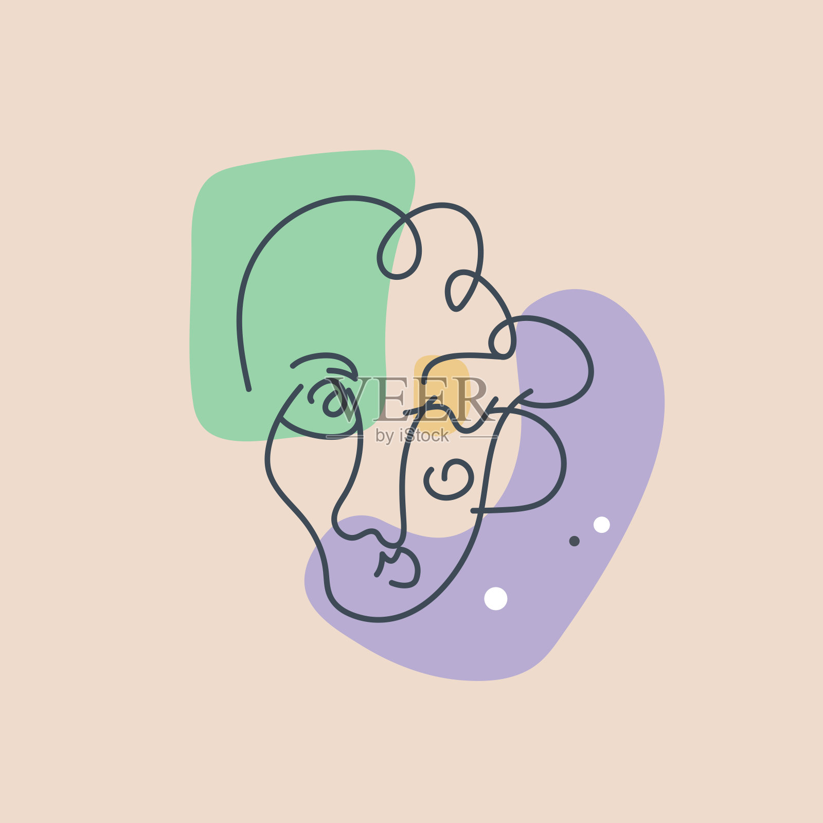 手绘抽象女性脸部的插图插画图片素材