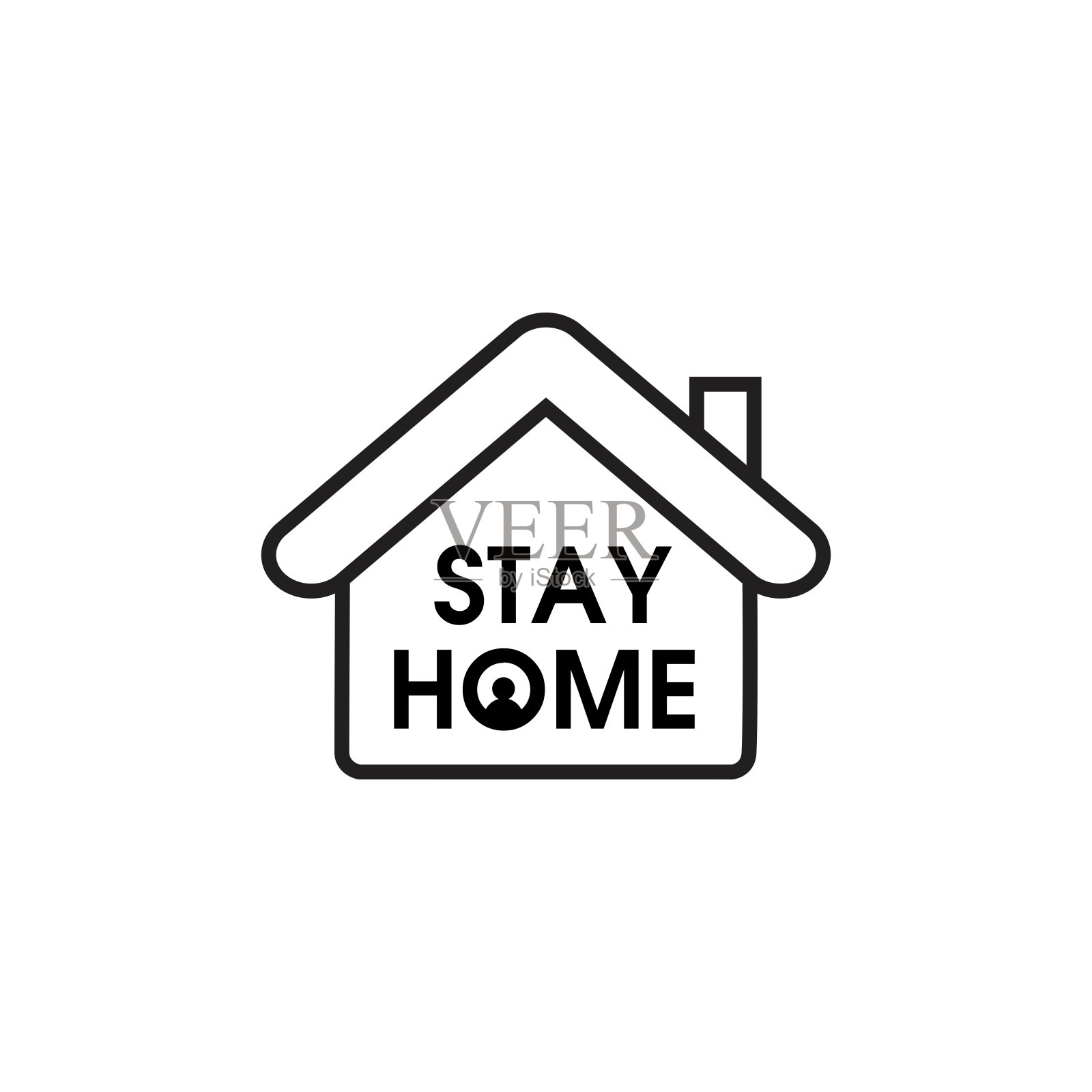 待在家里的标志，隔离和待在家里的白色背景图标图标素材