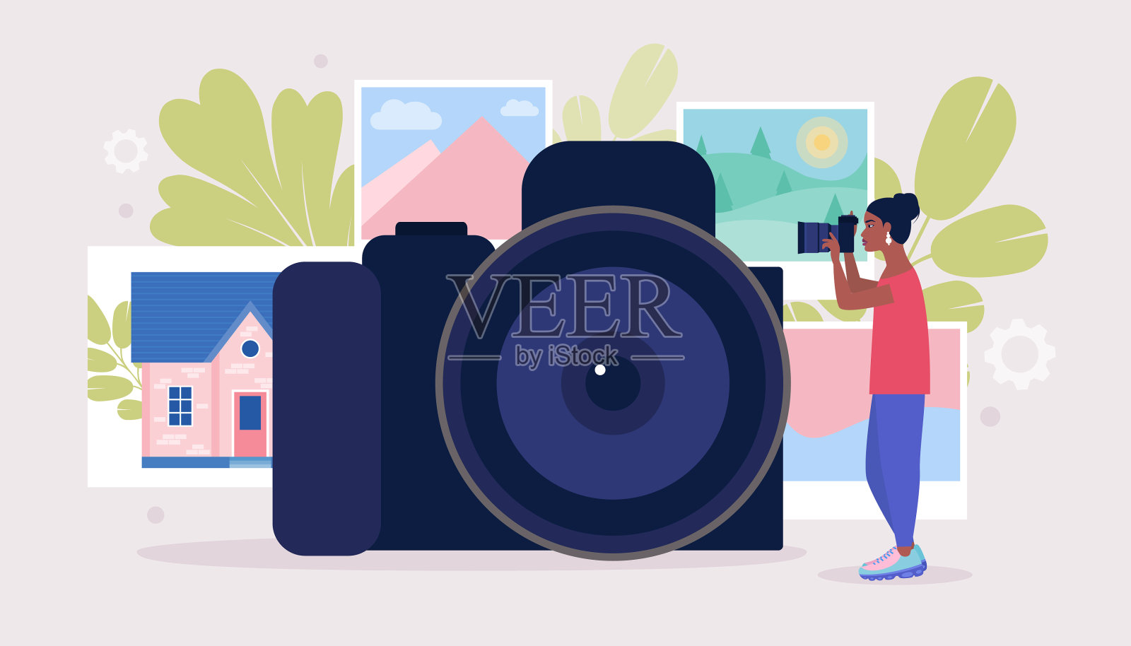 摄影工作室插画图片素材