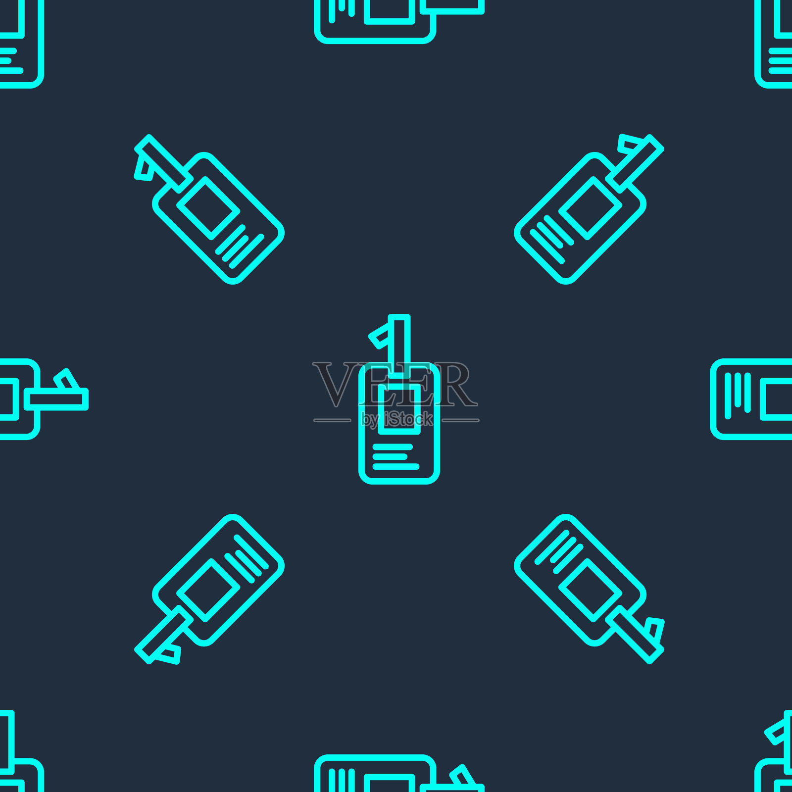 绿线标识牌图标隔离无缝模式上的蓝色背景。它可以用于展示，公司的身份，广告。向量插画图片素材