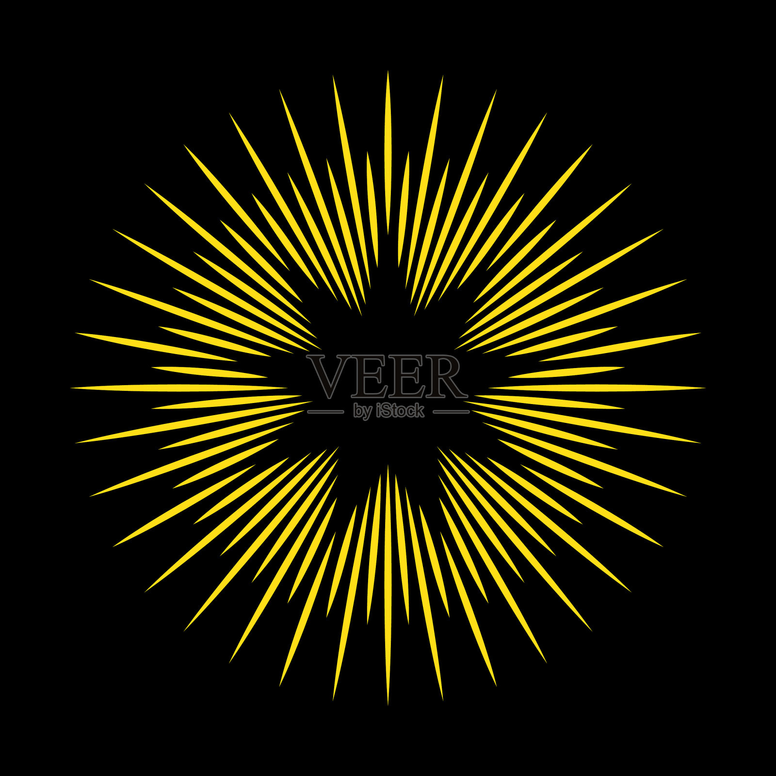 黄色太阳星爆标志模板插画图片素材