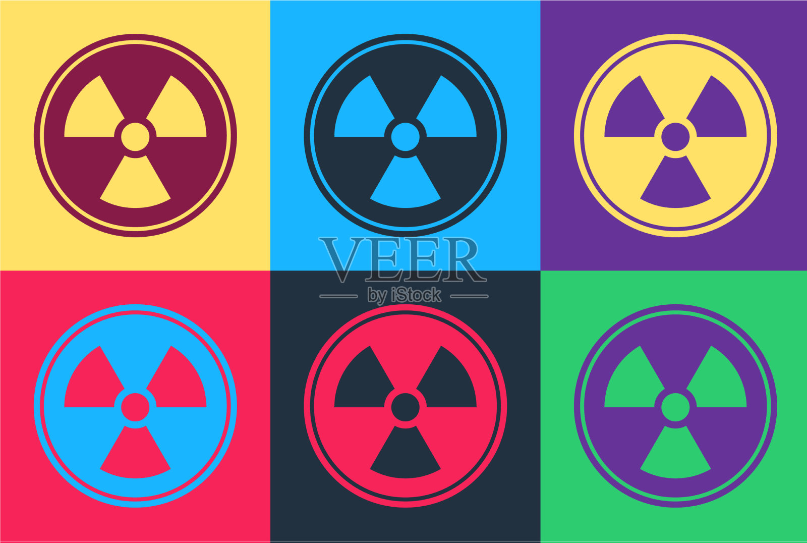 波普艺术的放射性图标孤立的颜色插画图片素材