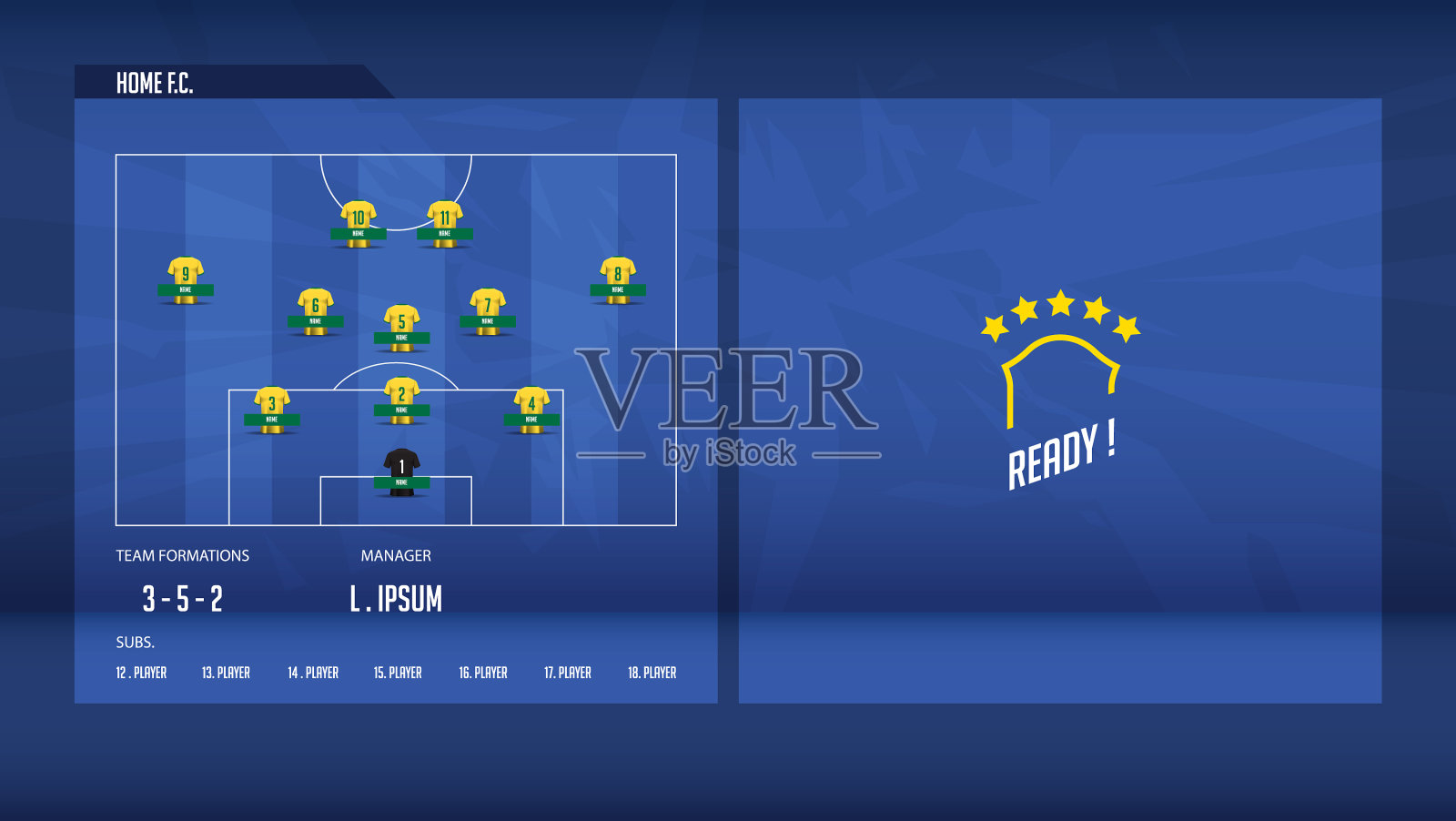 足球足球比赛阵容信息图表插画图片素材